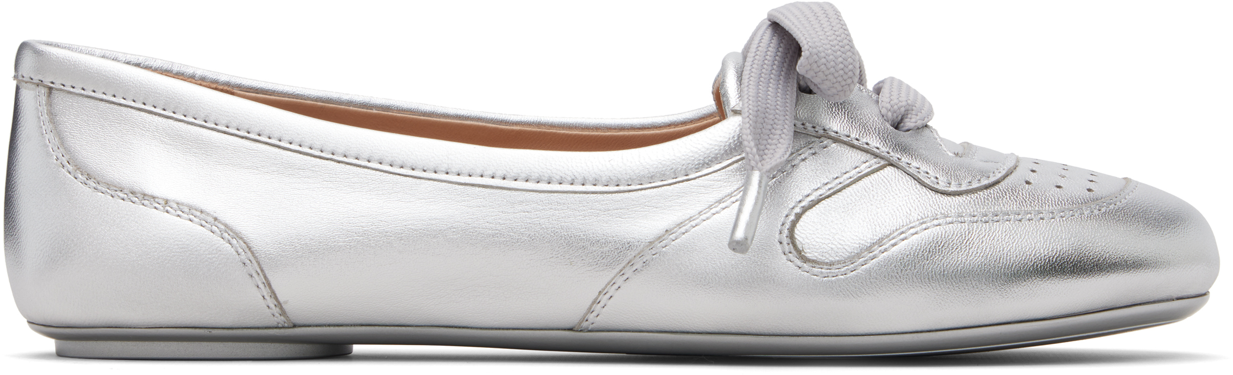 Gianvito Rossi Silver Vault Ballerina Flats