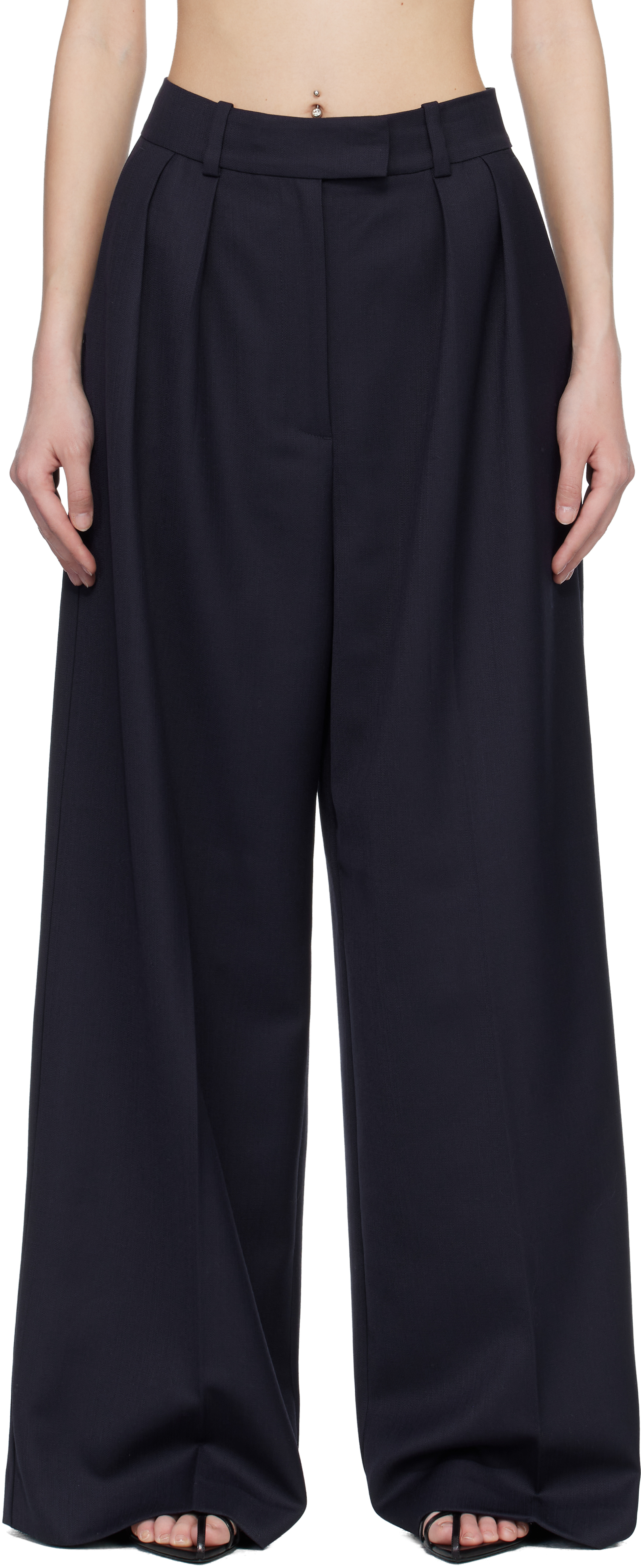 ANINE BING Navy Lou Trousers