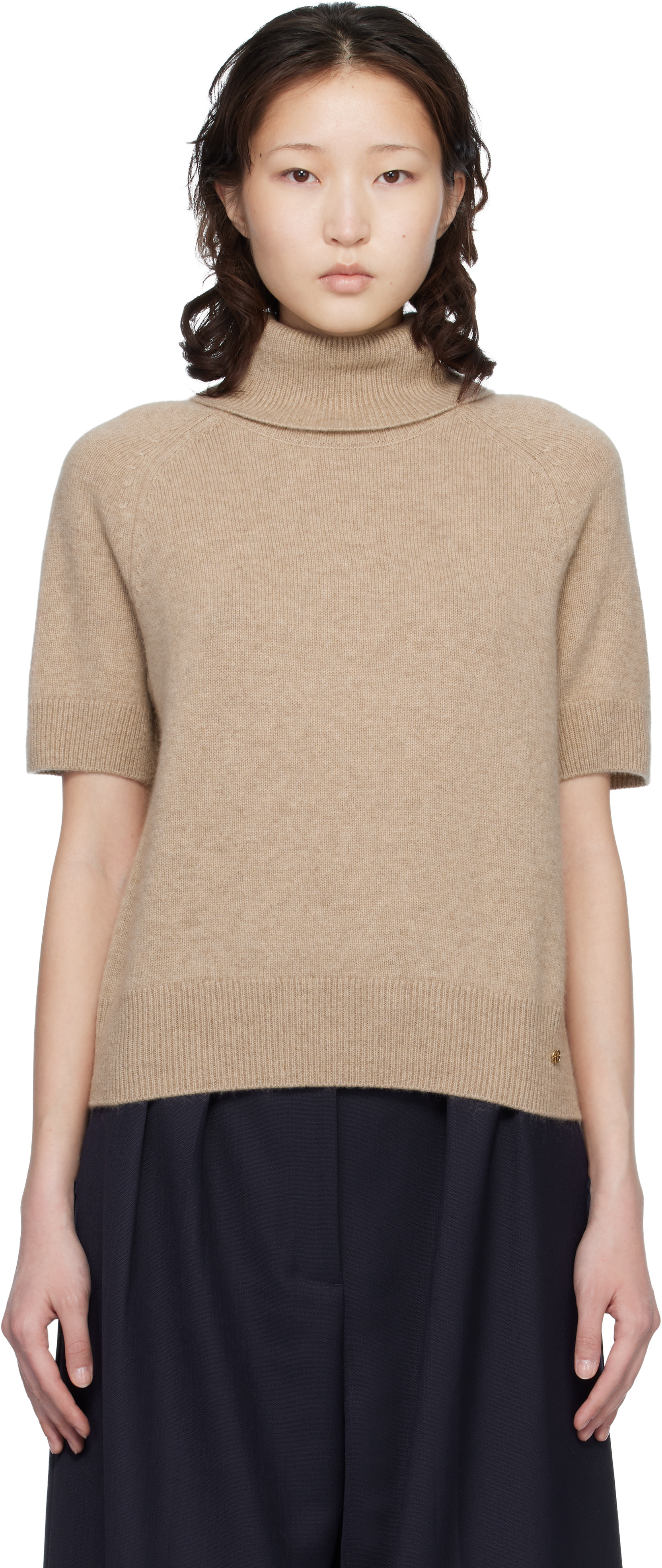 ANINE BING Taupe Jackson Turtleneck