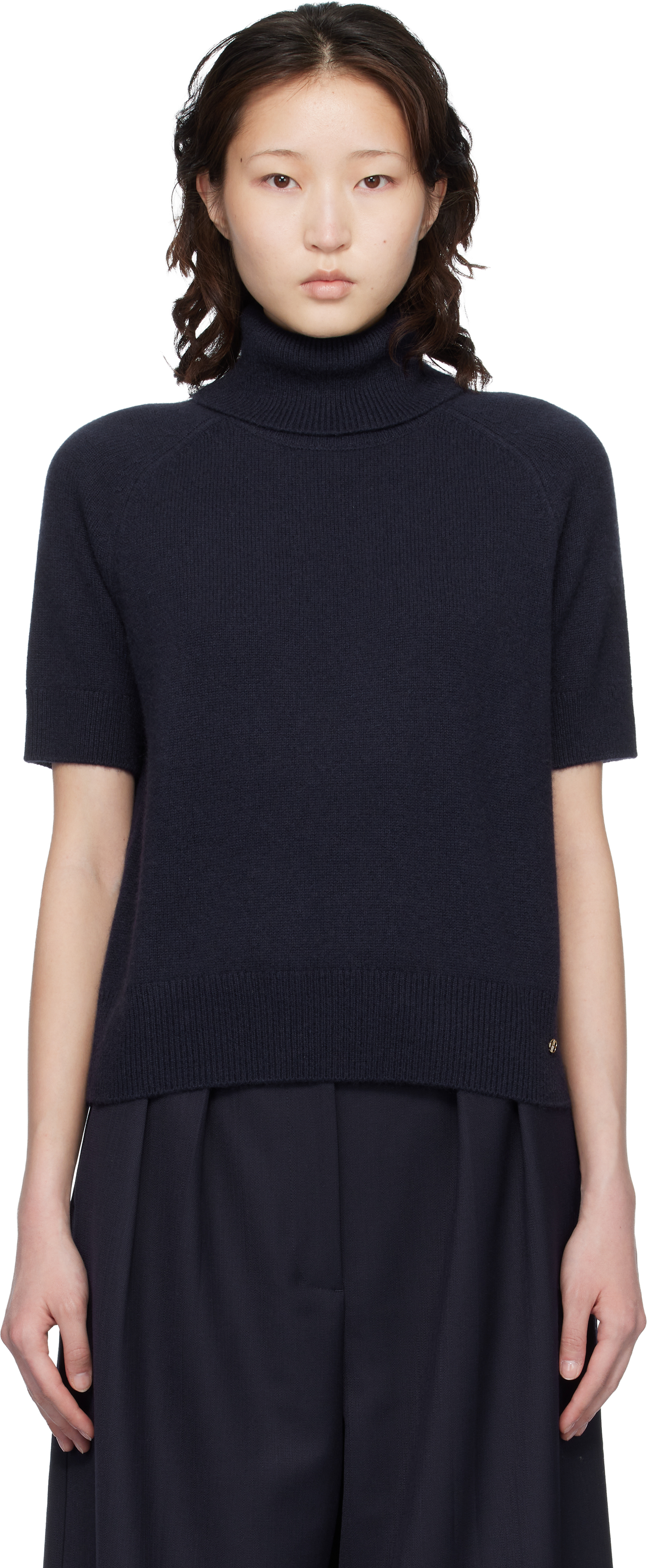 ANINE BING Navy Jackson Turtleneck