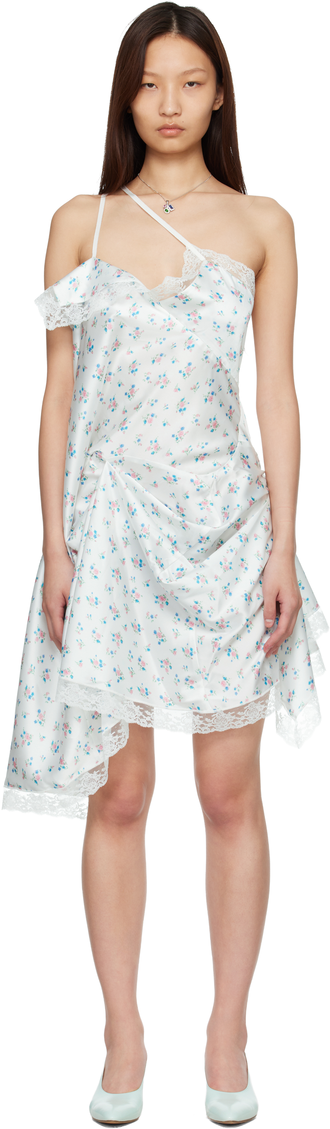 August Barron White Lifted Slip Minidress