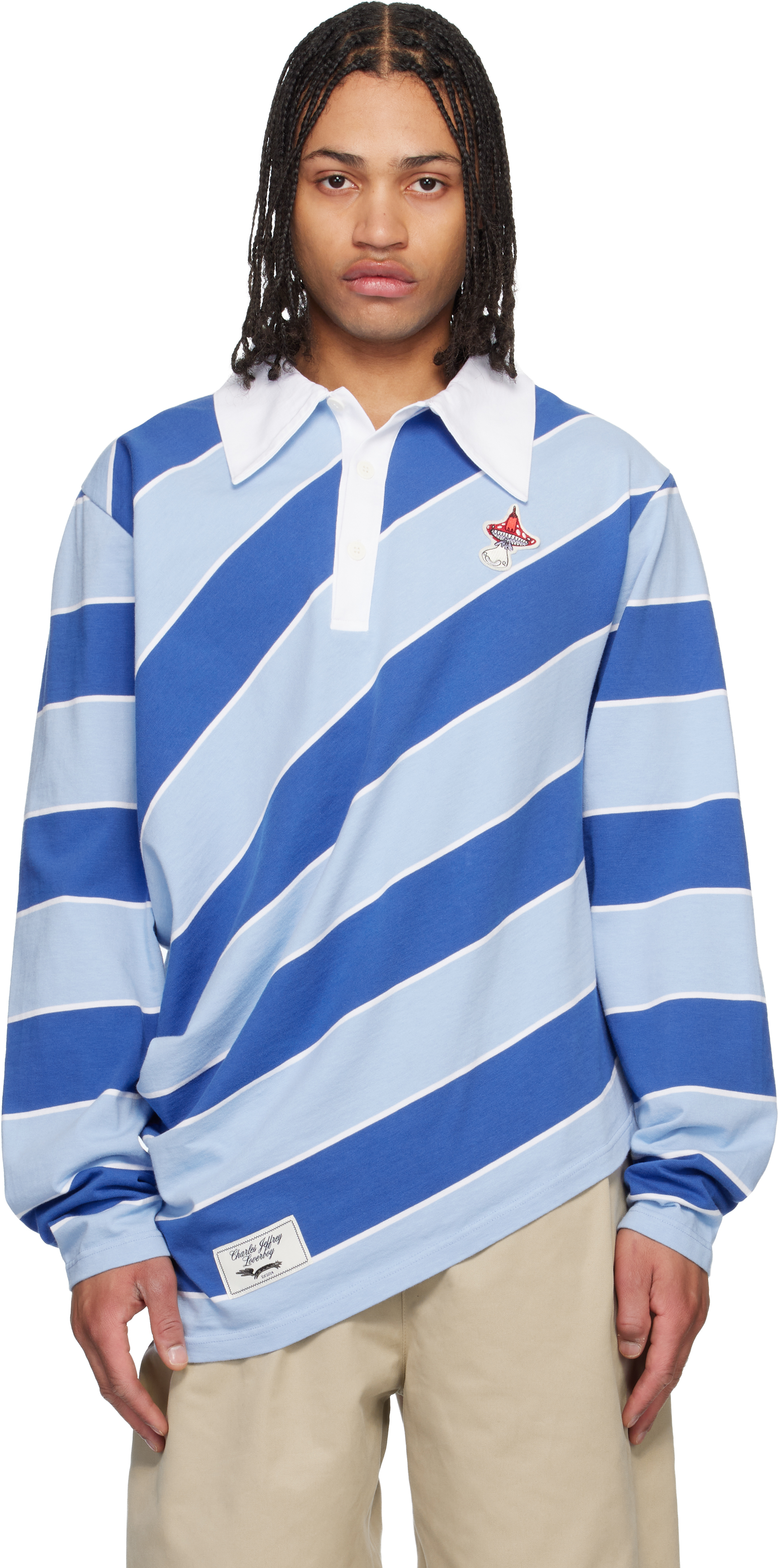 Blue Topsy Turvy Polo by Charles Jeffrey LOVERBOY on Sale
