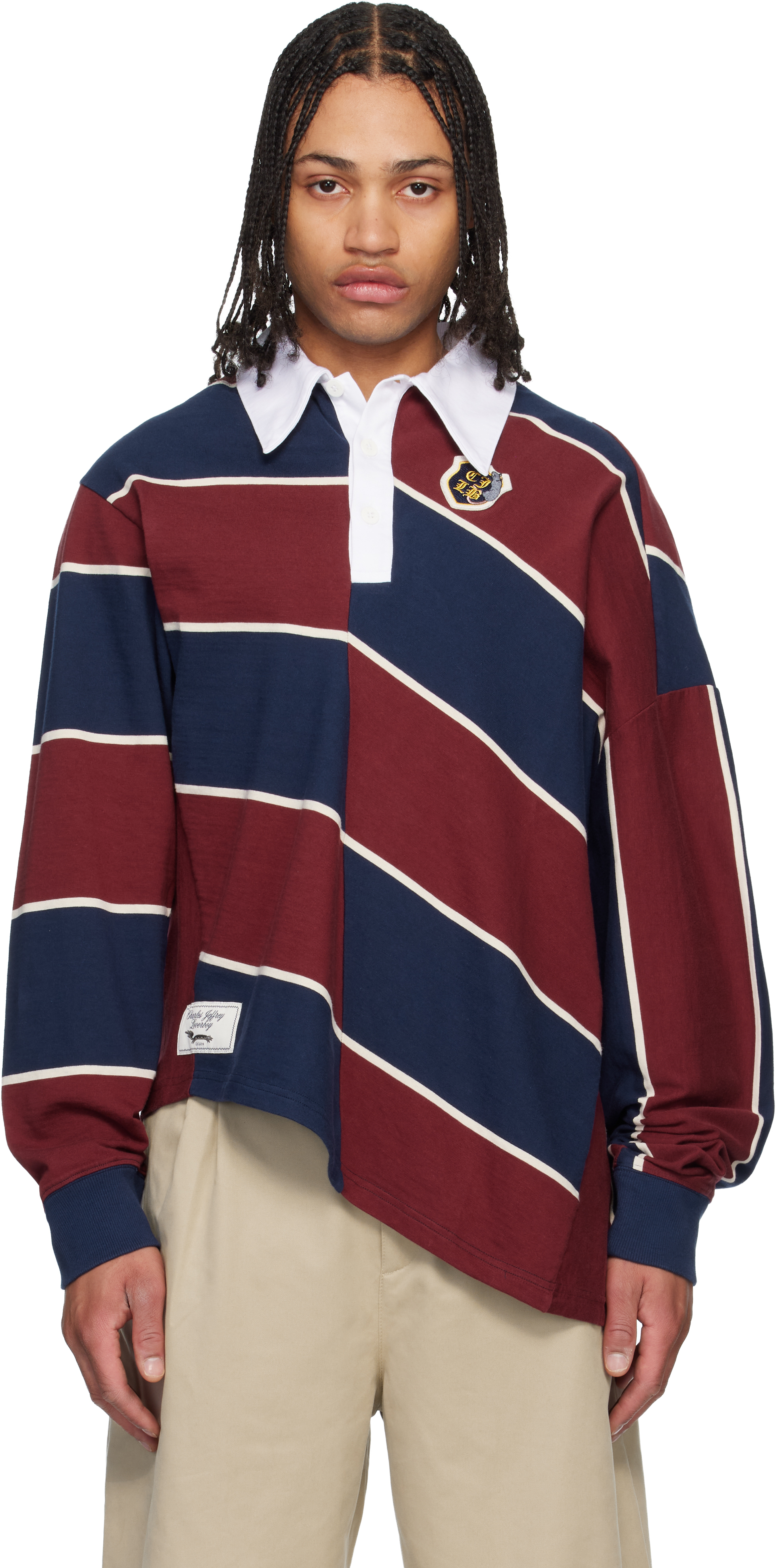 Charles Jeffrey LOVERBOY: Blue & Red Warped Polo | SSENSE