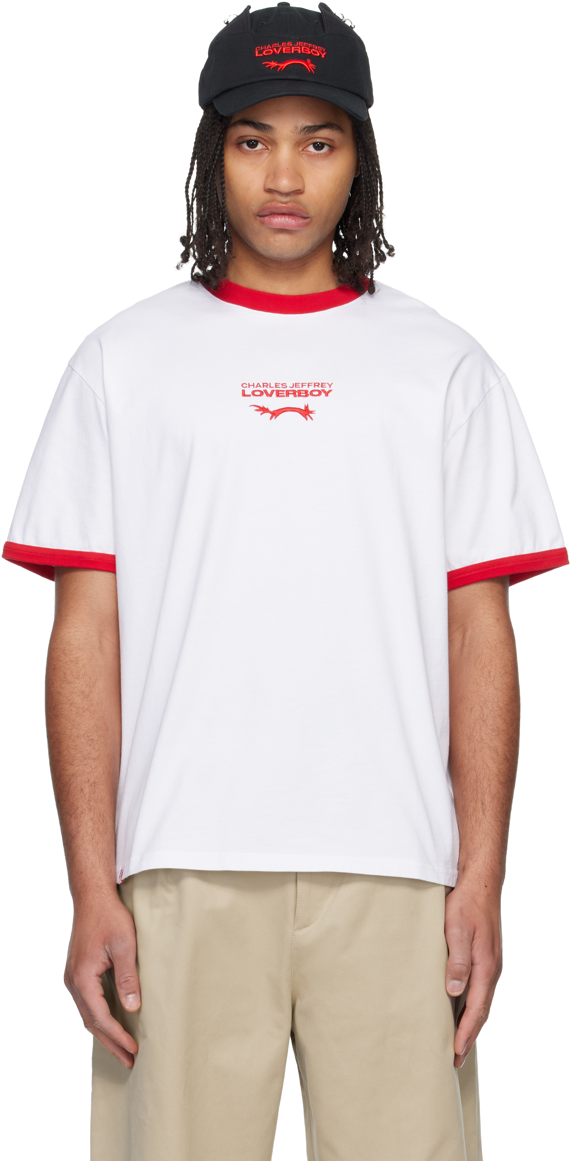 Charles Jeffrey LOVERBOY: White Logo T-shirt | SSENSE