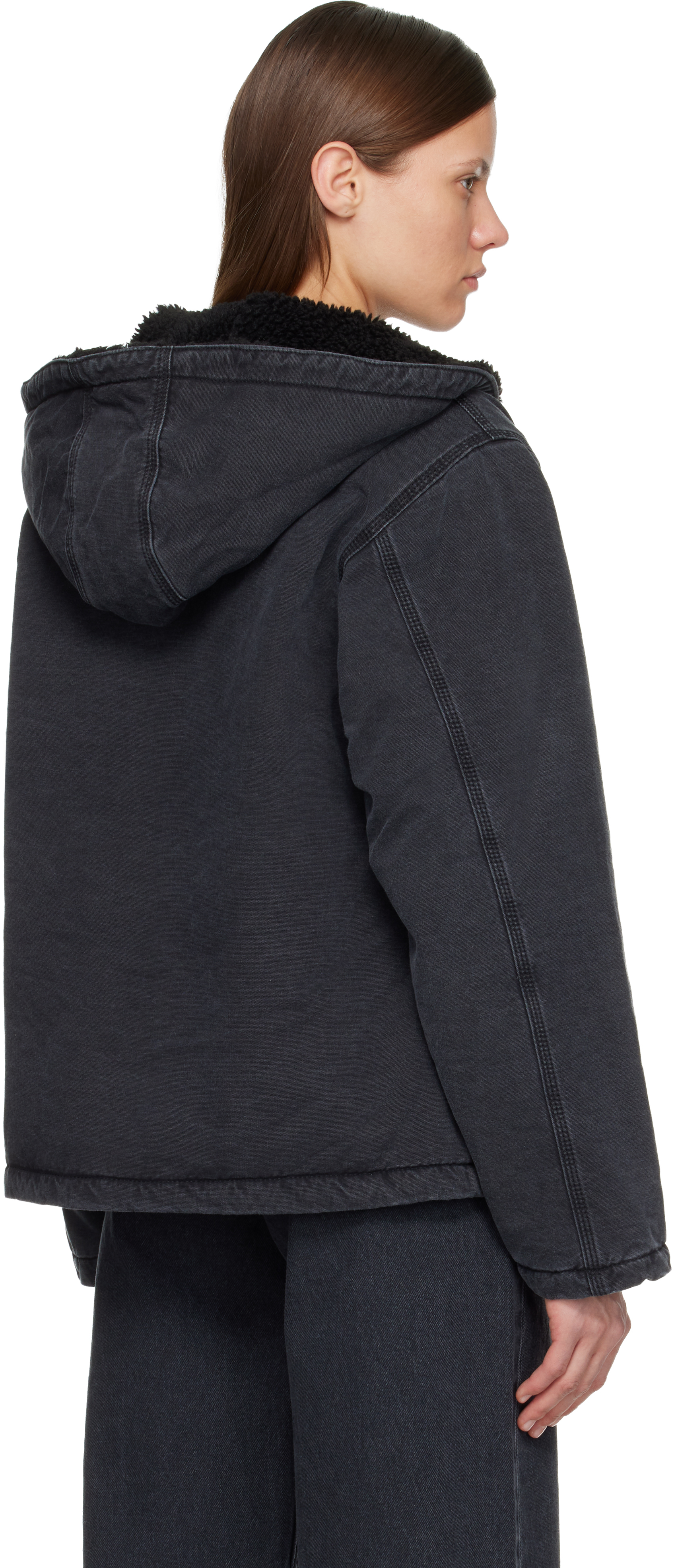 Carhartt Black Hooded Mitch Bomber Jacket In Black