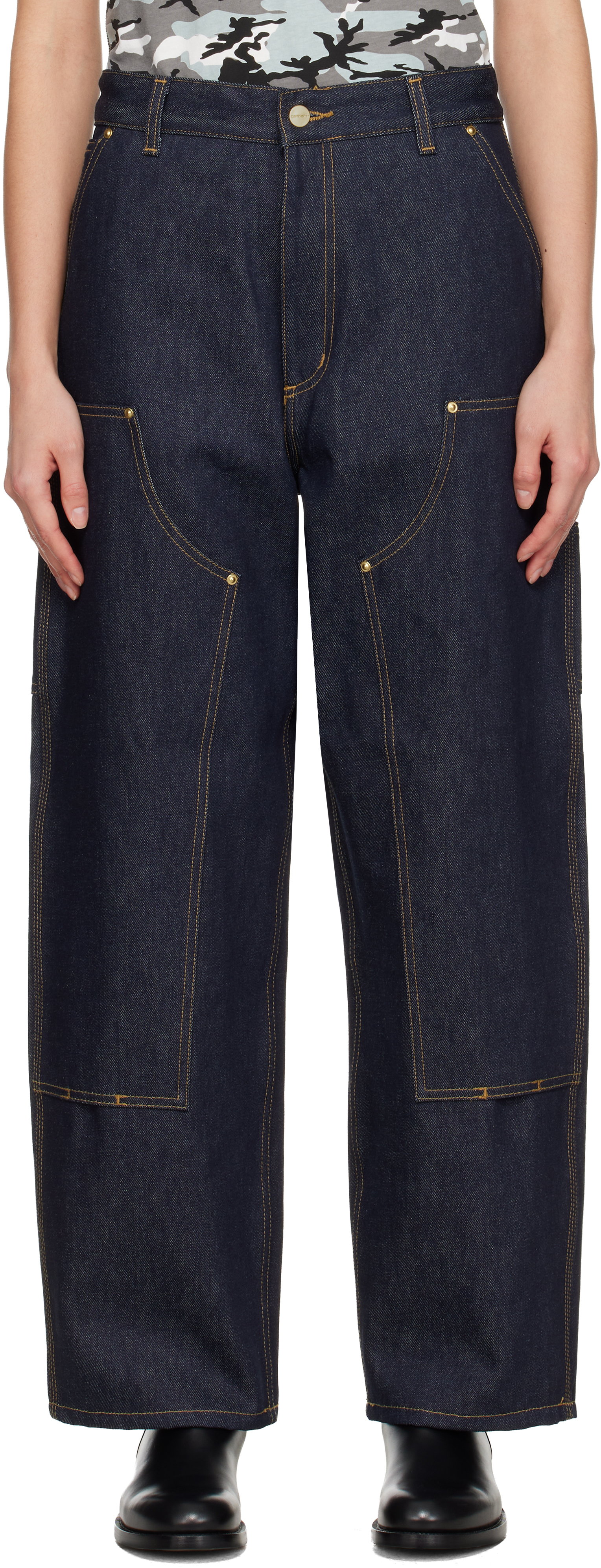 Carhartt Blue Denim Brandon Double Knee Jeans In Blue