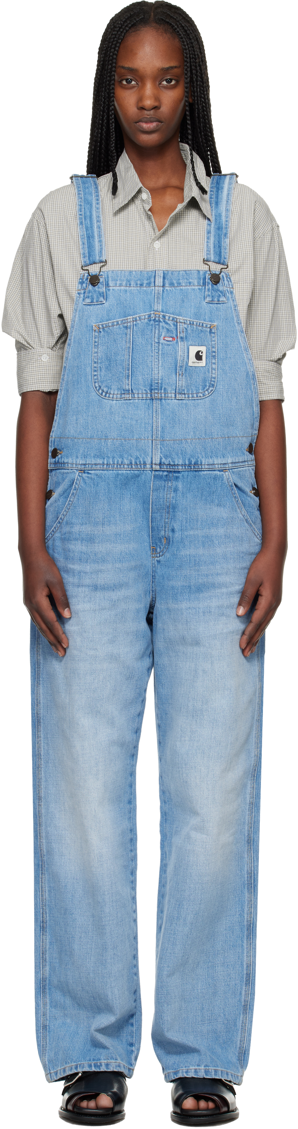 Carhartt Work In Progress: Blue Bib Straight Denim Overalls | SSENSE