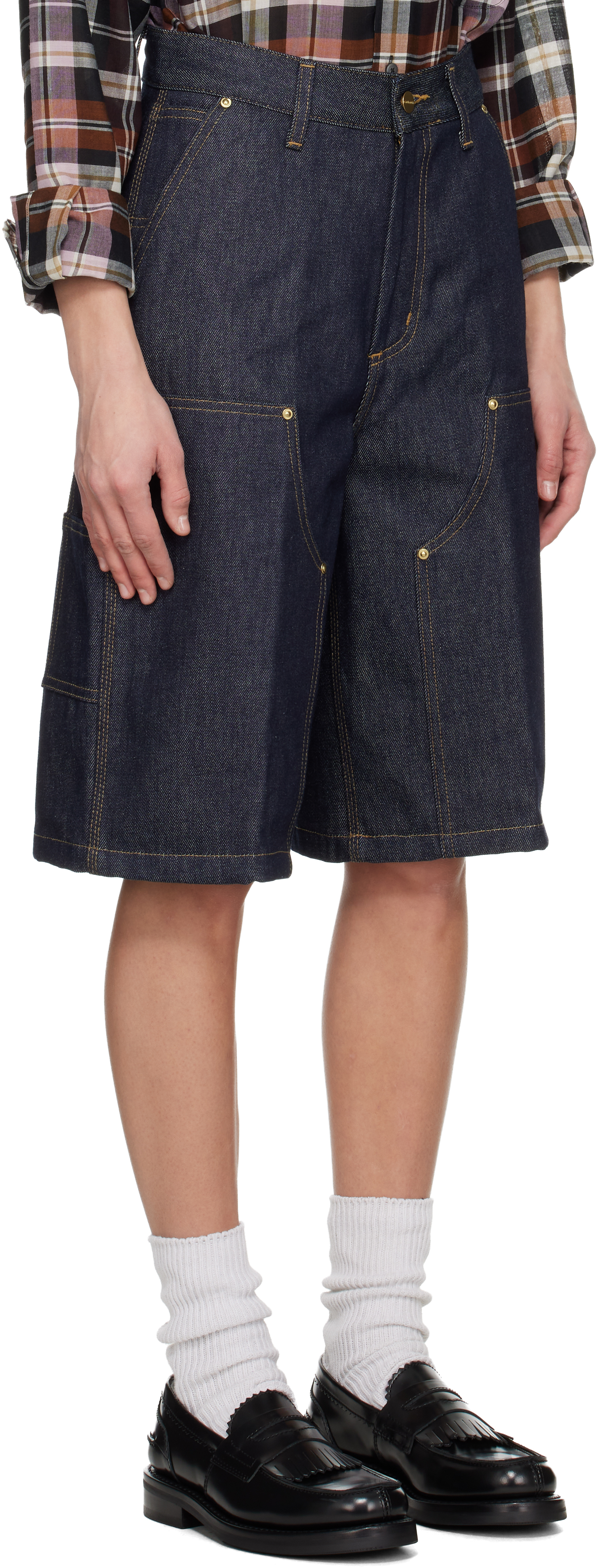 Carhartt Blue Nixon Double Knee Denim Shorts In Blue
