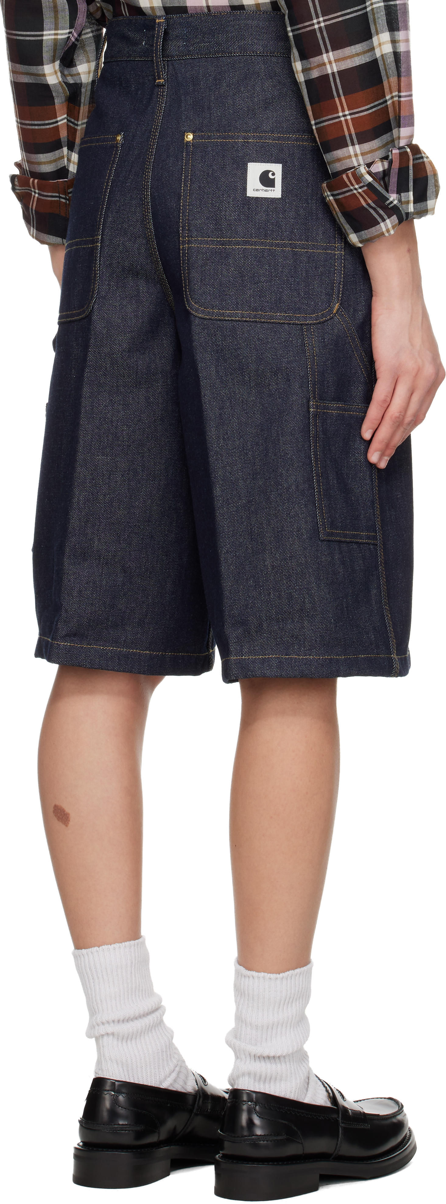 Carhartt Blue Nixon Double Knee Denim Shorts In Blue