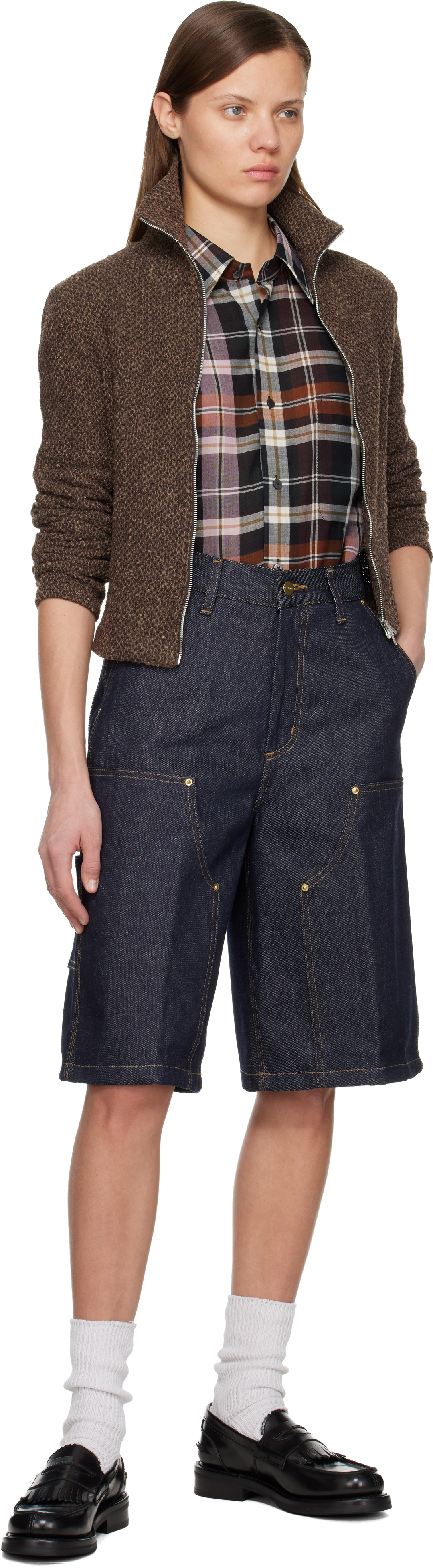 Carhartt Blue Nixon Double Knee Denim Shorts In Blue