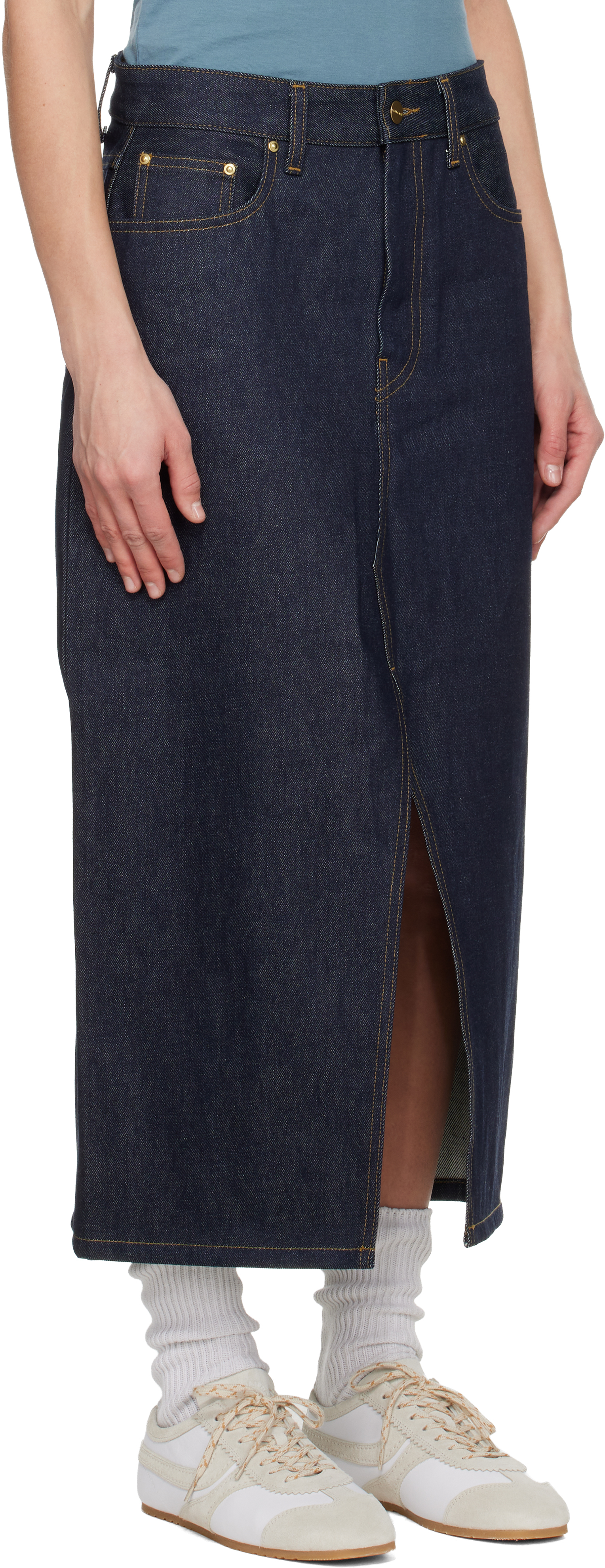 Carhartt Blue Brandon Denim Midi Skirt In Blue