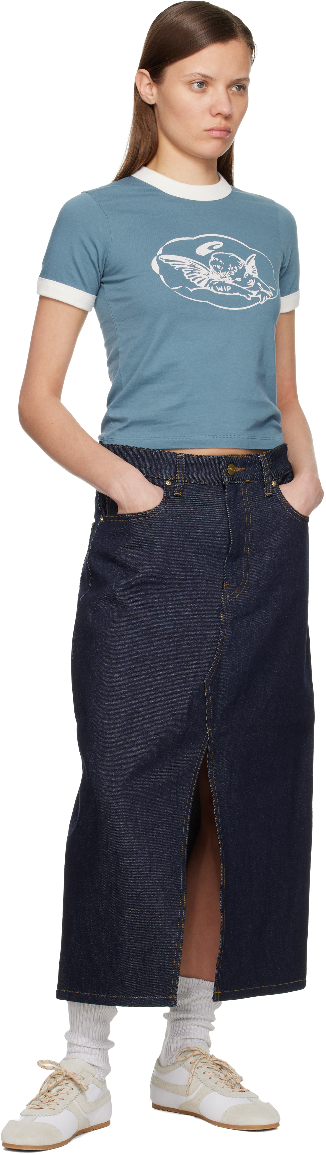 Carhartt Blue Brandon Denim Midi Skirt In Blue