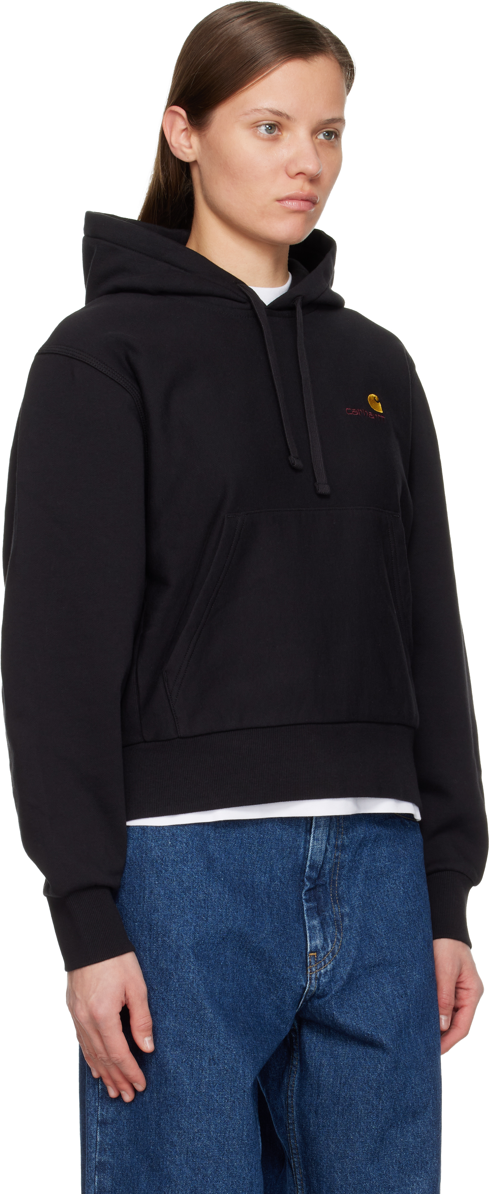 Carhartt Black American Script Hoodie In Black