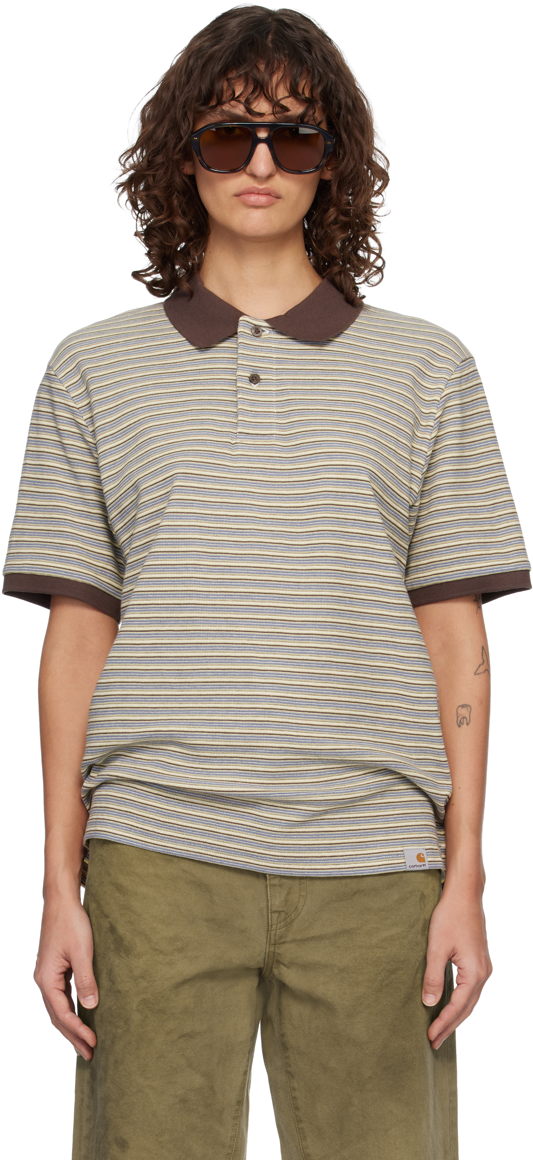 Multicolor Short Sleeve Dion Stripe Polo by Carhartt Work In