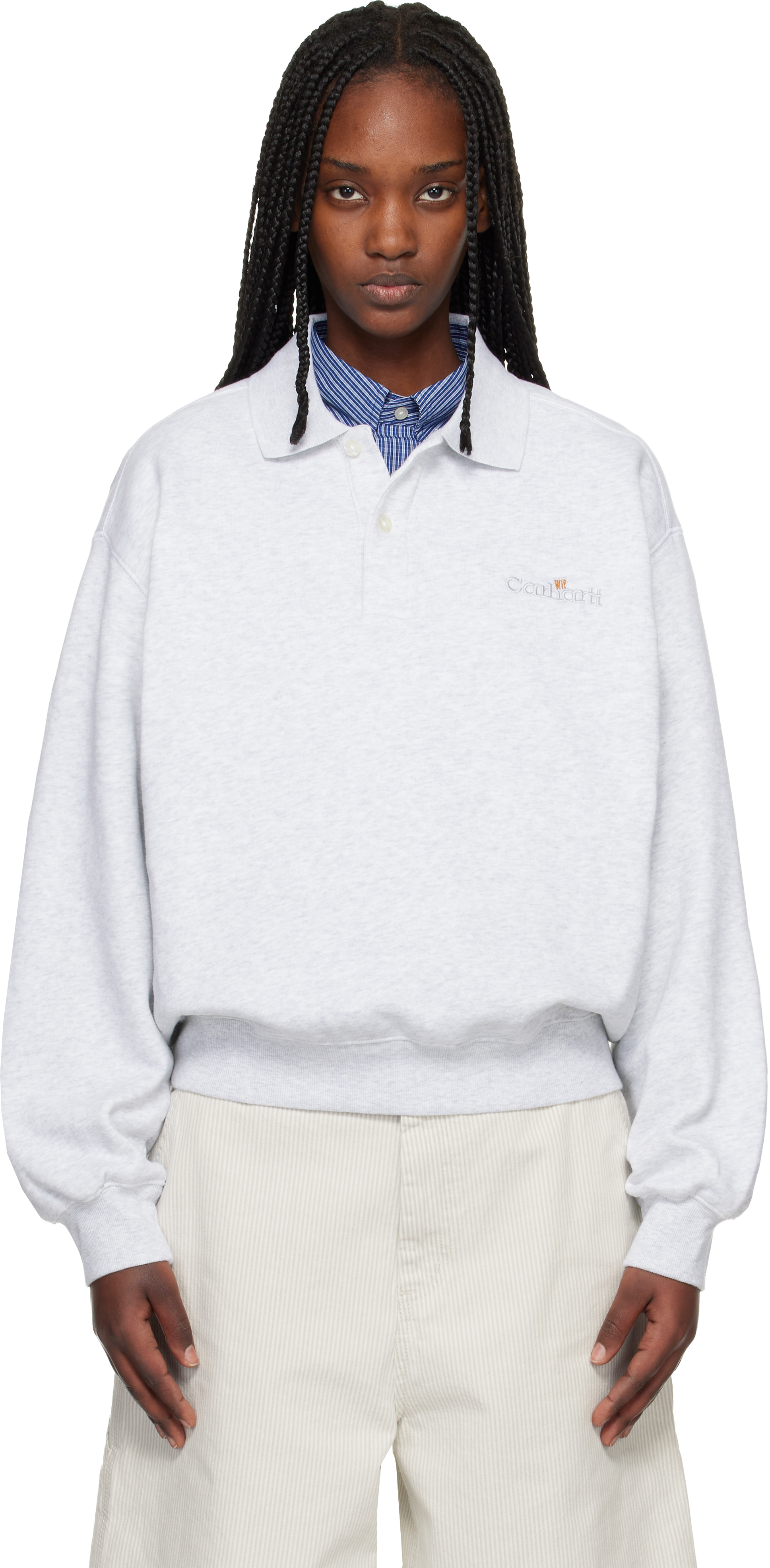 Carhartt Work In Progress: Gray WIP Label Polo | SSENSE