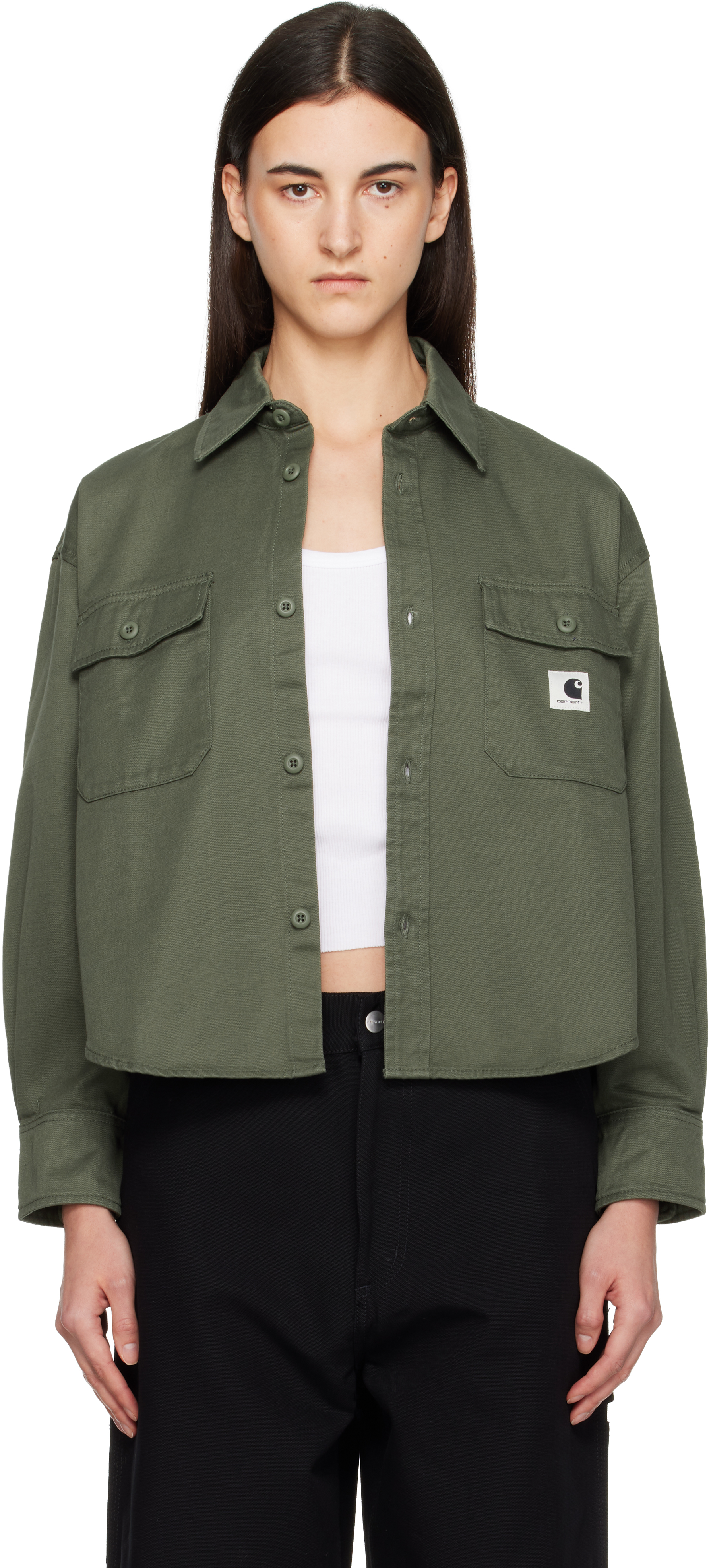 Carhartt Jacket Opuntia With Collared Design And Pockets In Green