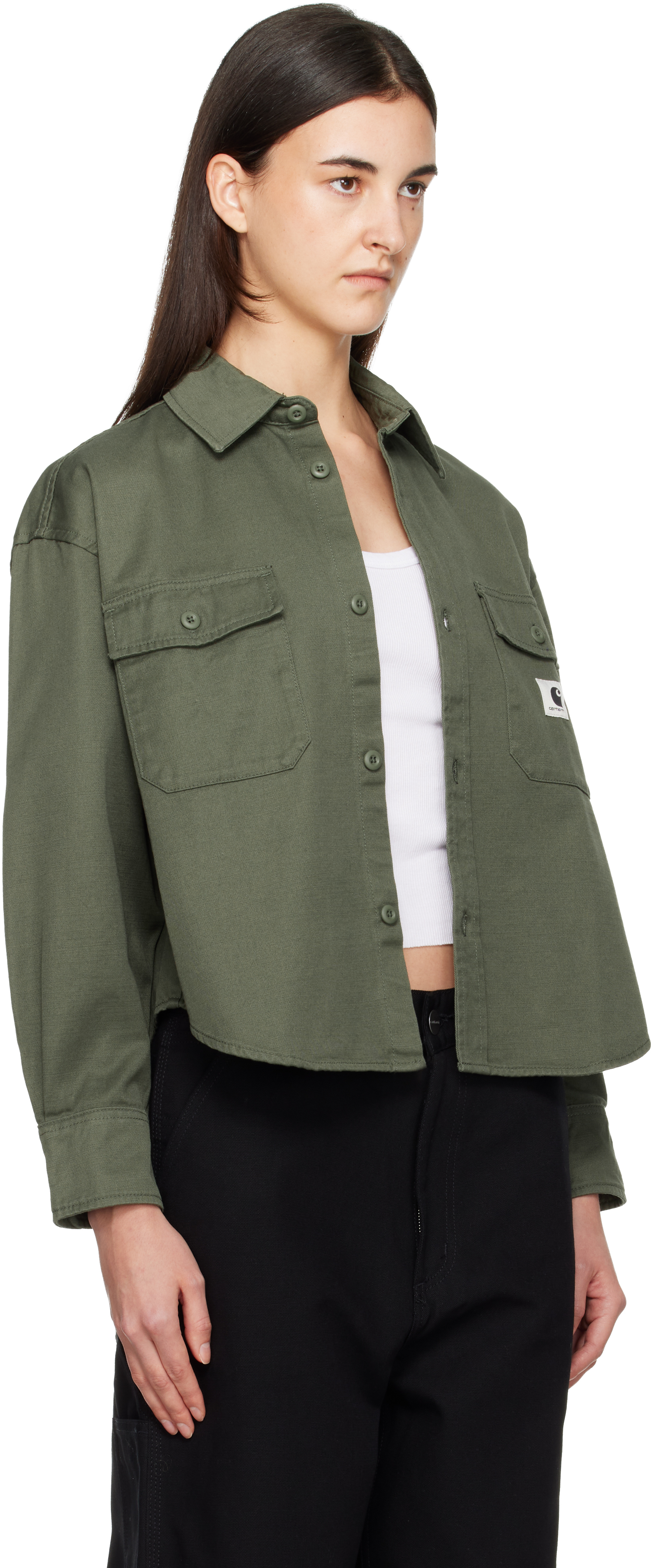 Carhartt Jacket Opuntia With Collared Design And Pockets In Green