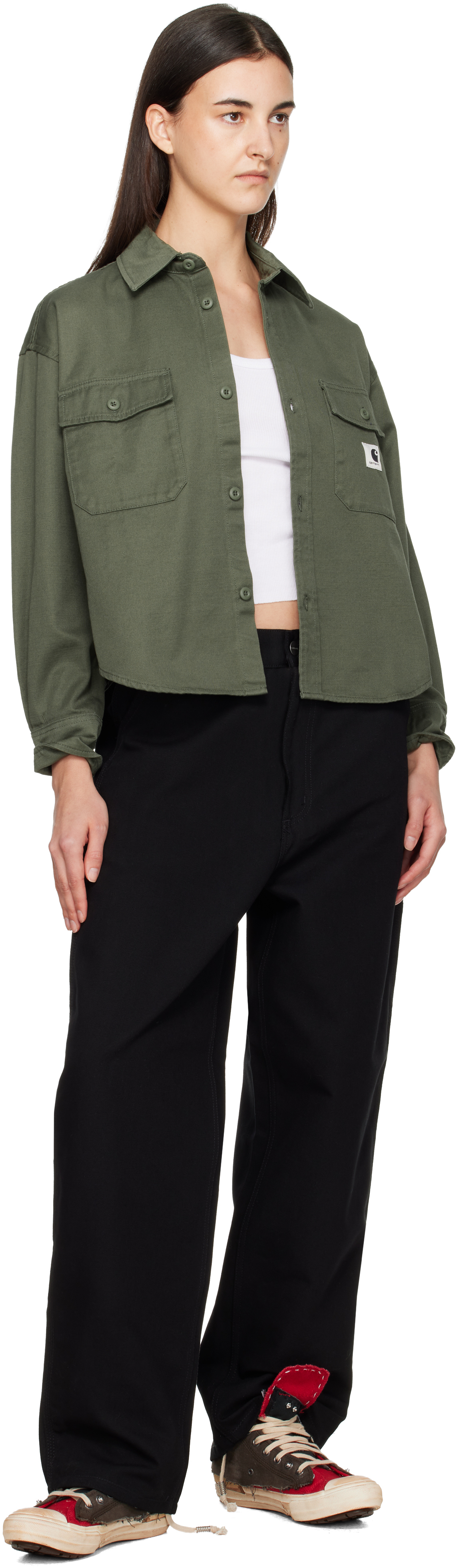 Carhartt Jacket Opuntia With Collared Design And Pockets In Green