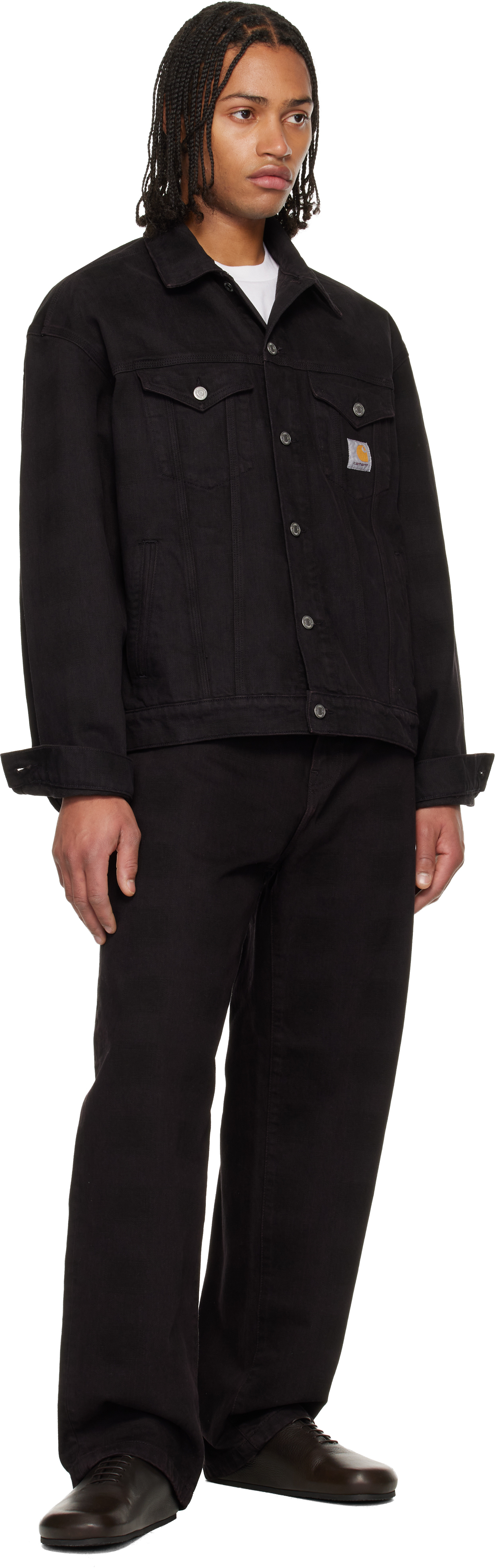 Carhartt Work In Progress Everson Denim Trucker Jacket In Black