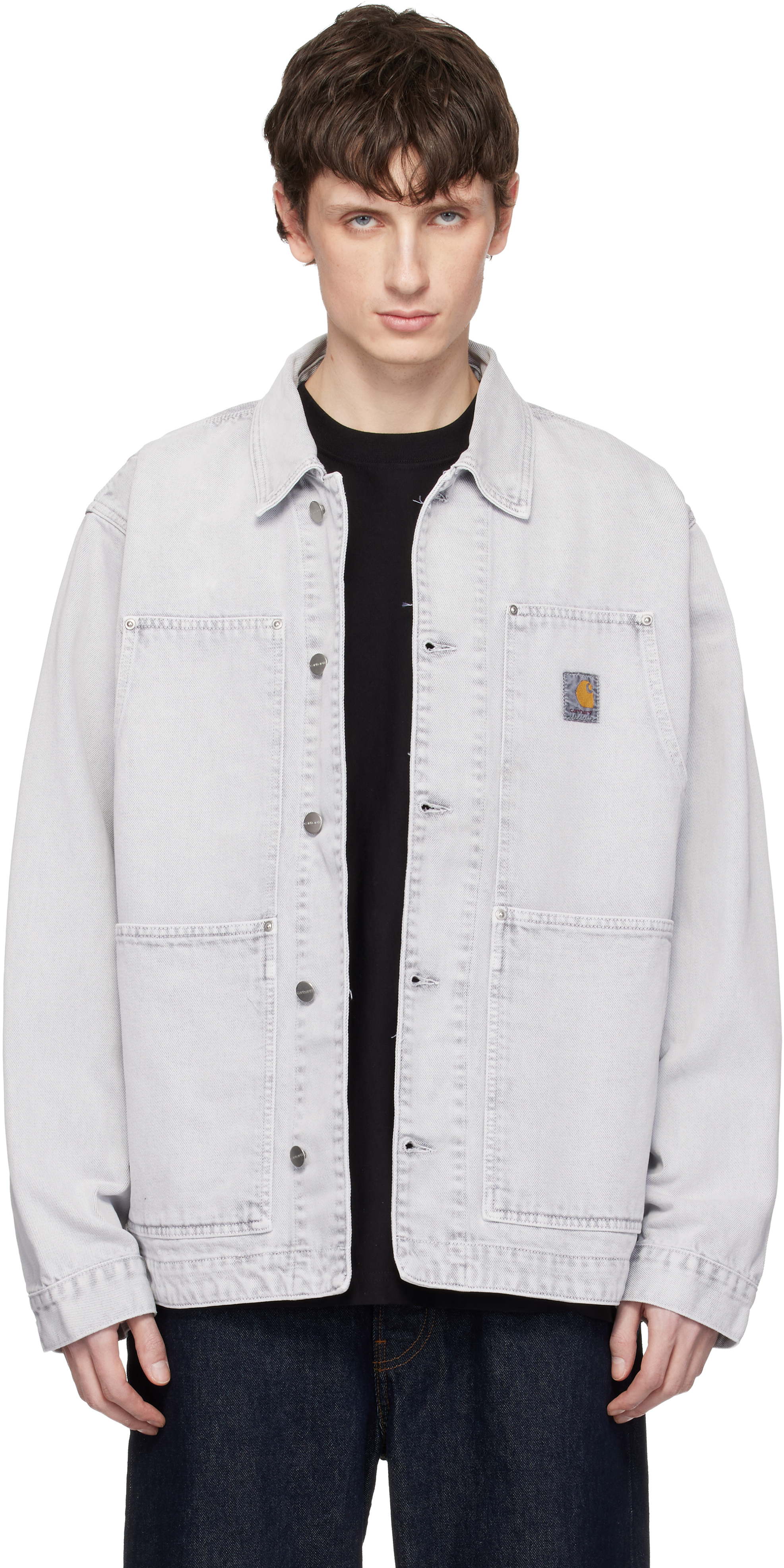 Gray OG Double Front Denim Jacket by Carhartt Work In Progress on Sale