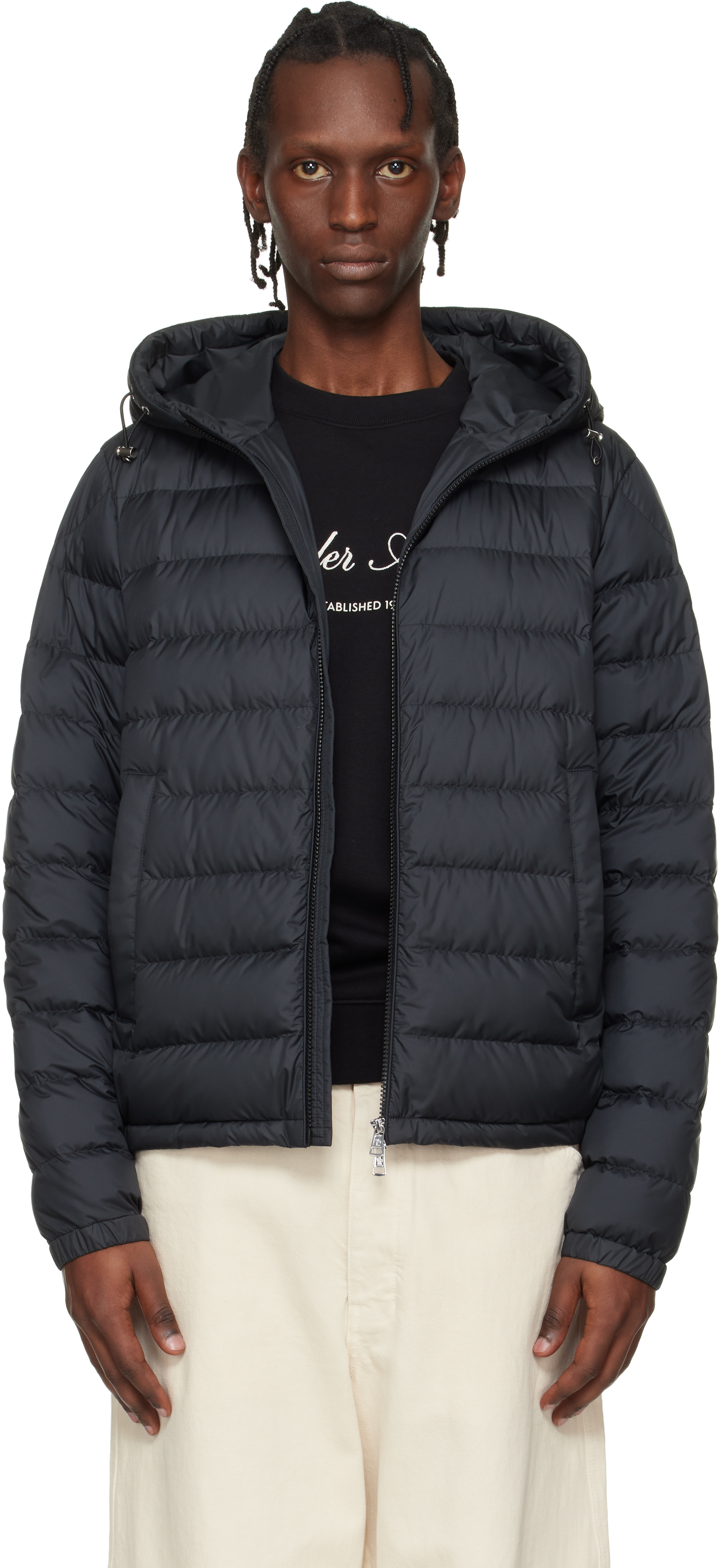 Moncler: ブラック Vermeille フード ショート ダウンジャケット