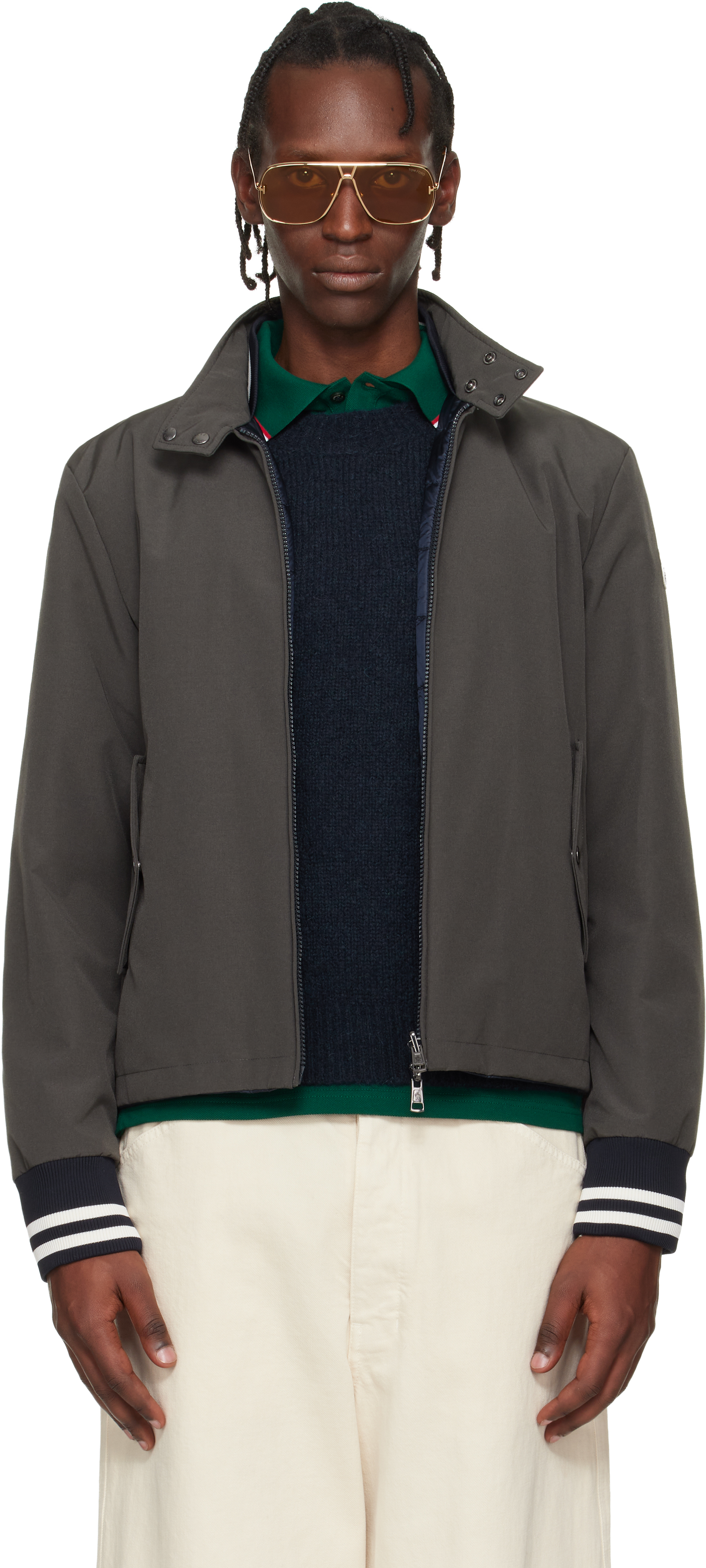 Moncler: グレー Prieure リバーシブル ダウン ボンバージャケット