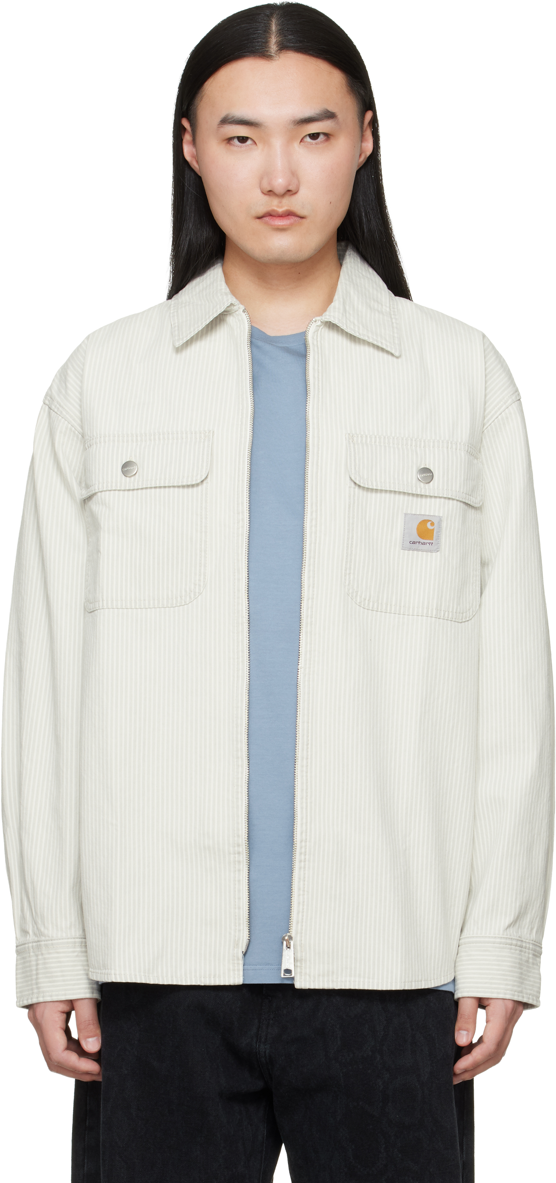 Carhartt Work In Progressのホワイト＆グレー Mercer ストライプ