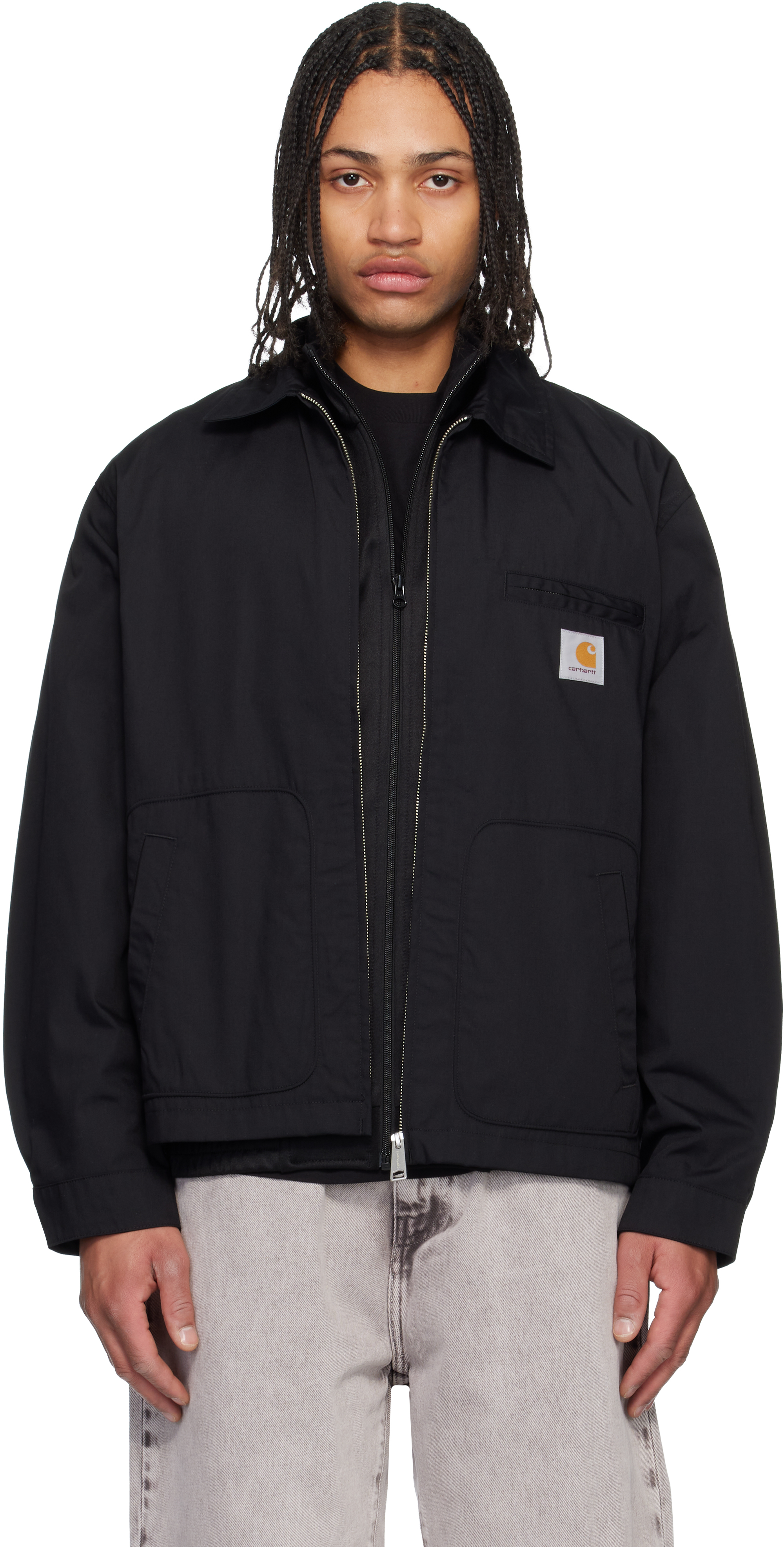 Carhartt Work In Progress: Black Postal Jacket | SSENSE Carhartt Work In Progress: Black Postal Jacket | SSENSE