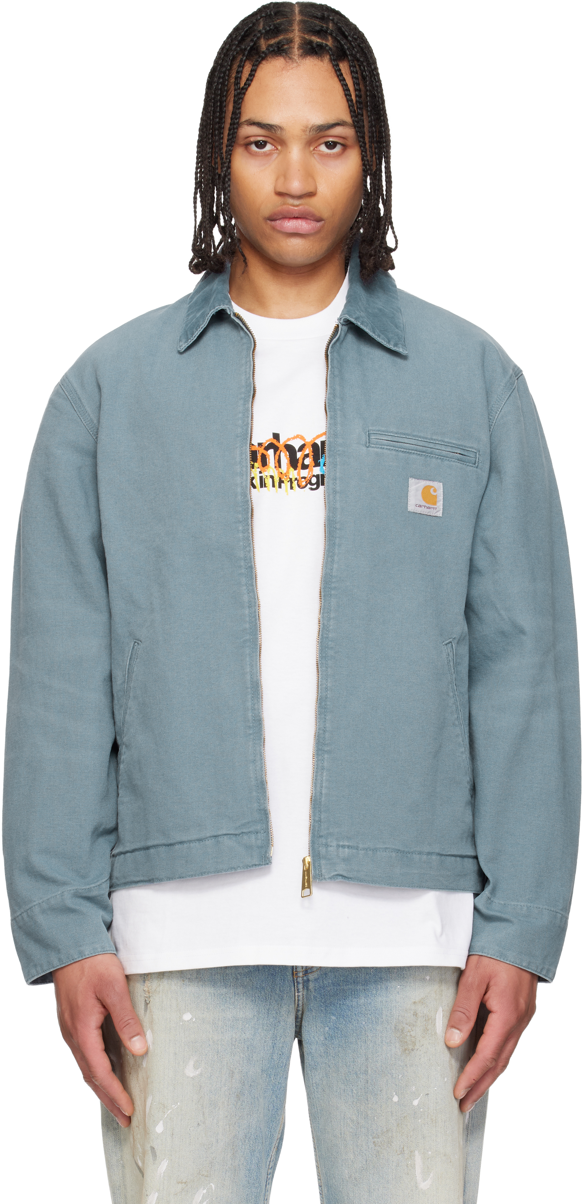 Carhartt Work In Progress: ブルー Detroit ジャケット | SSENSE 日本