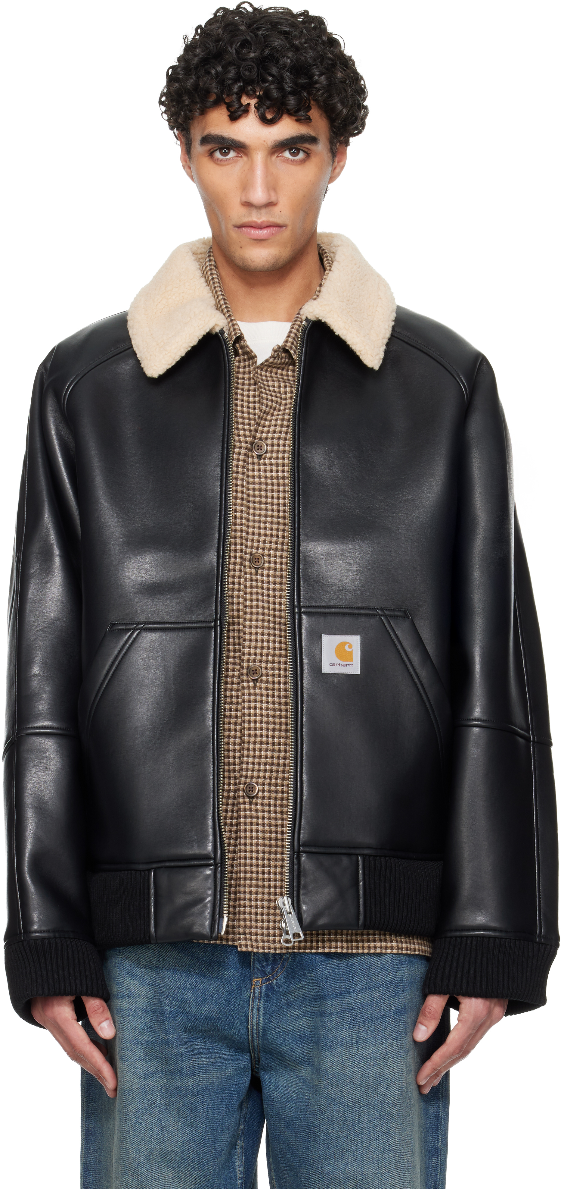 Carhartt Work In Progress: ブラック Shepton フェイクレザー