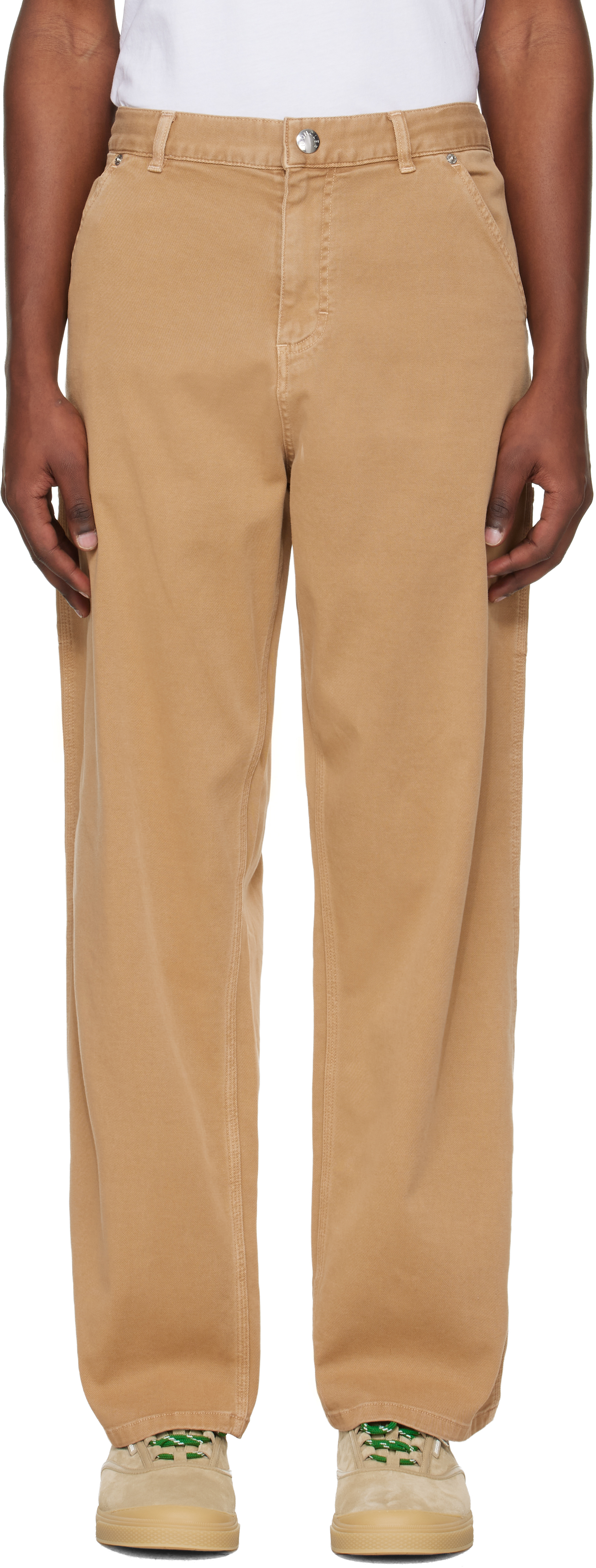 Moncler: Tan Cotton Blend Gabardine Cargo Pants | SSENSE UK