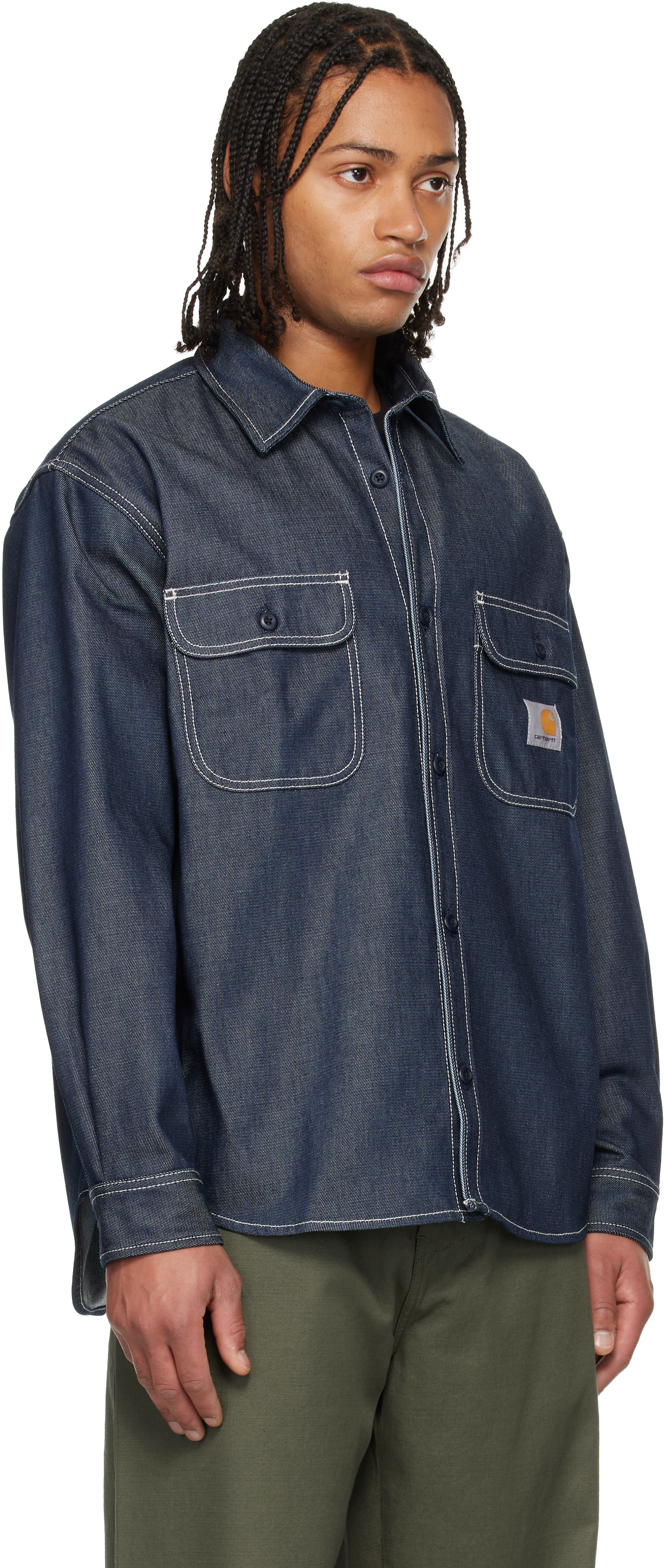 Carhartt Blue Tigan Denim Overshirt In Animal Print