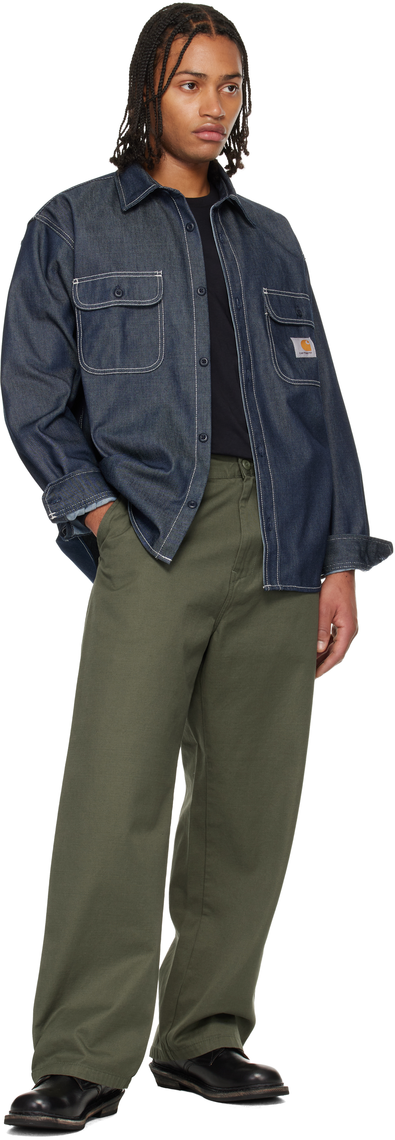 Carhartt Blue Tigan Denim Overshirt In Animal Print