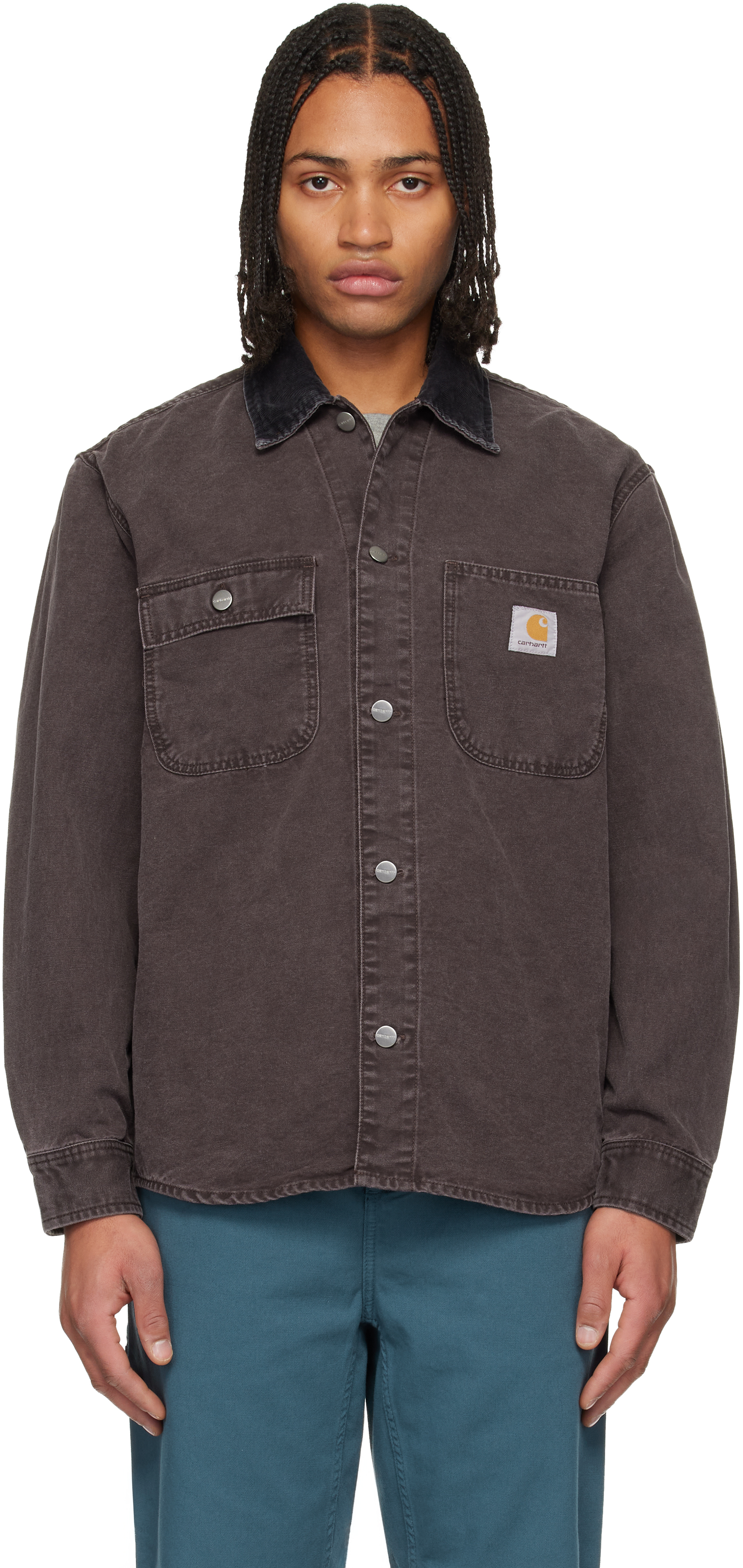 Carhartt Purple Mitch Overshirt In Brown