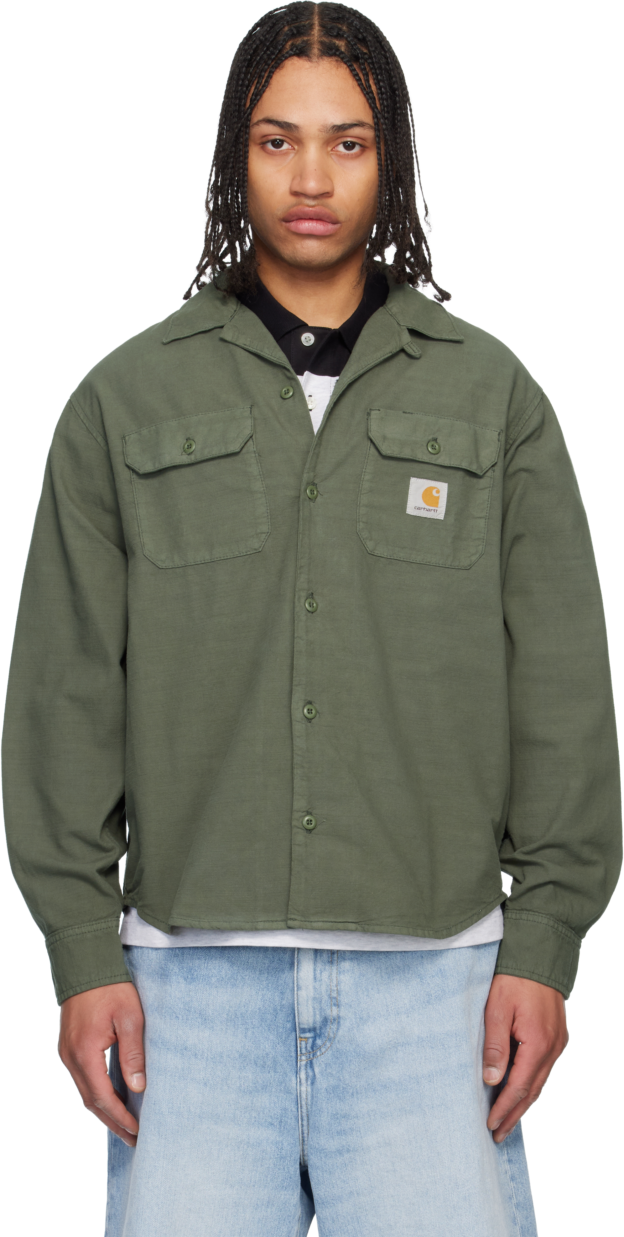 Carhartt Work In Progress: Green Kelsey Shirt | SSENSE Canada