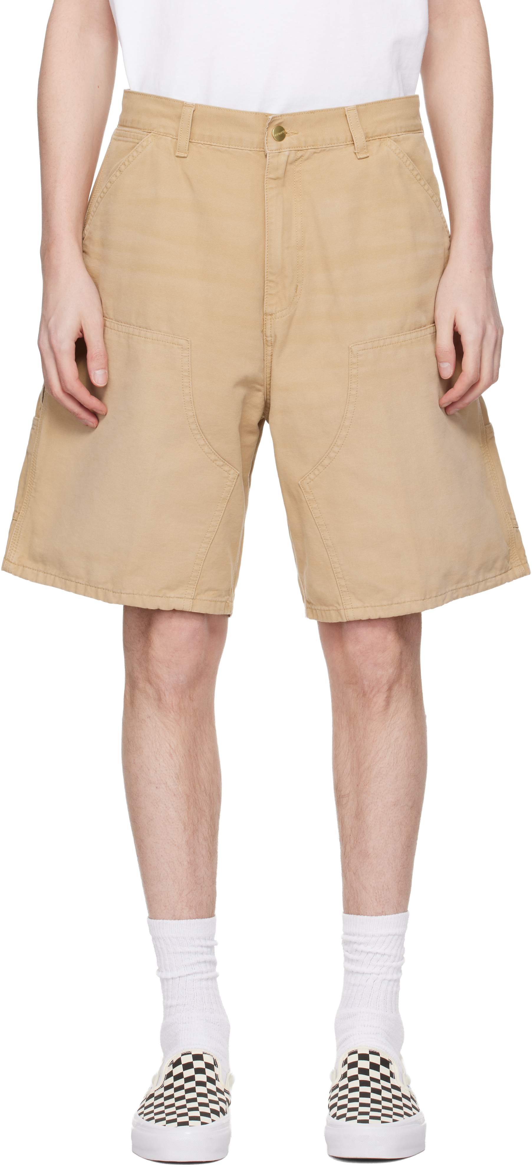 Carhartt Work In Progressのベージュ ダブルニー ショートパンツが