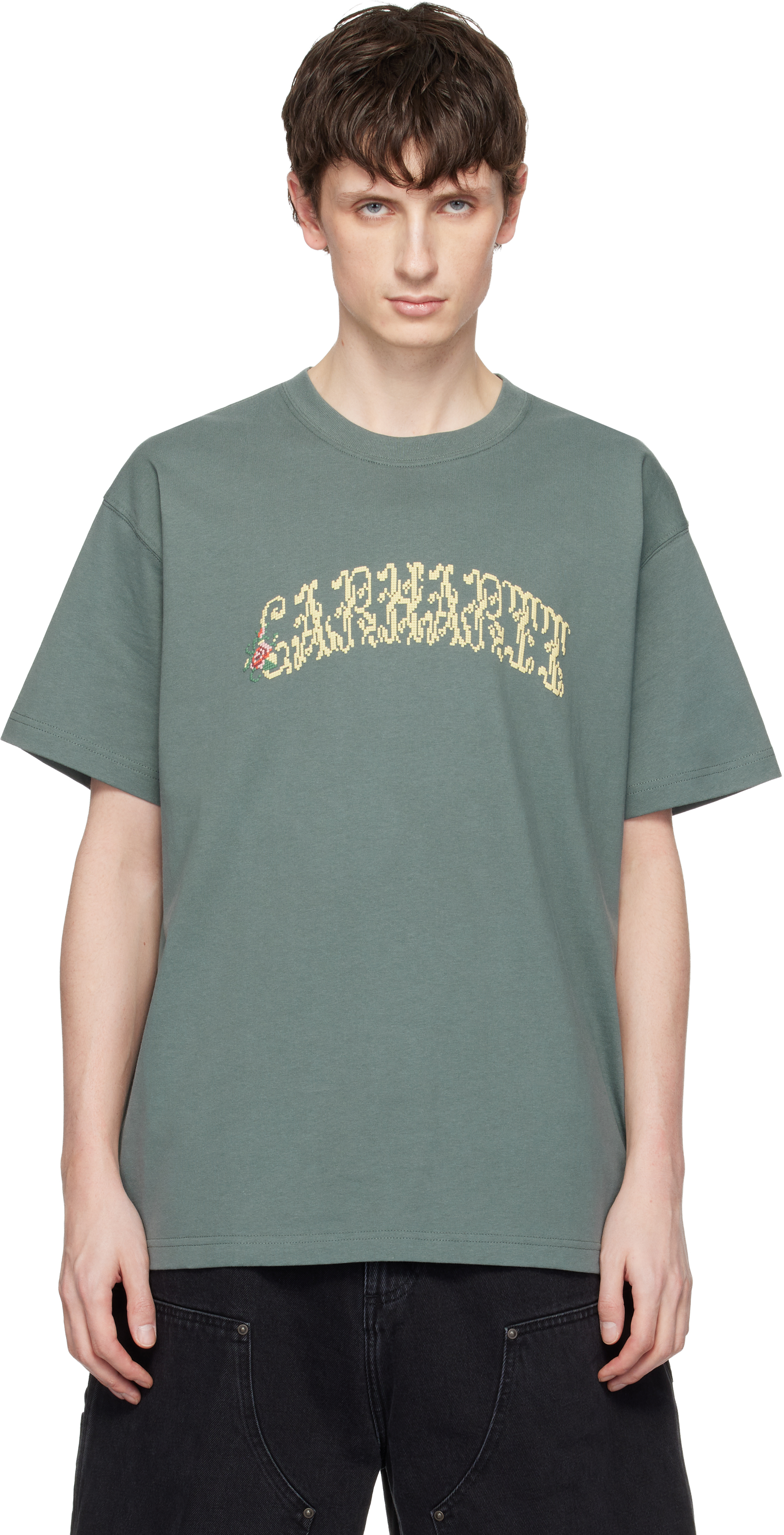Green Monogram T-shirt by Carhartt Work In Progress on Sale