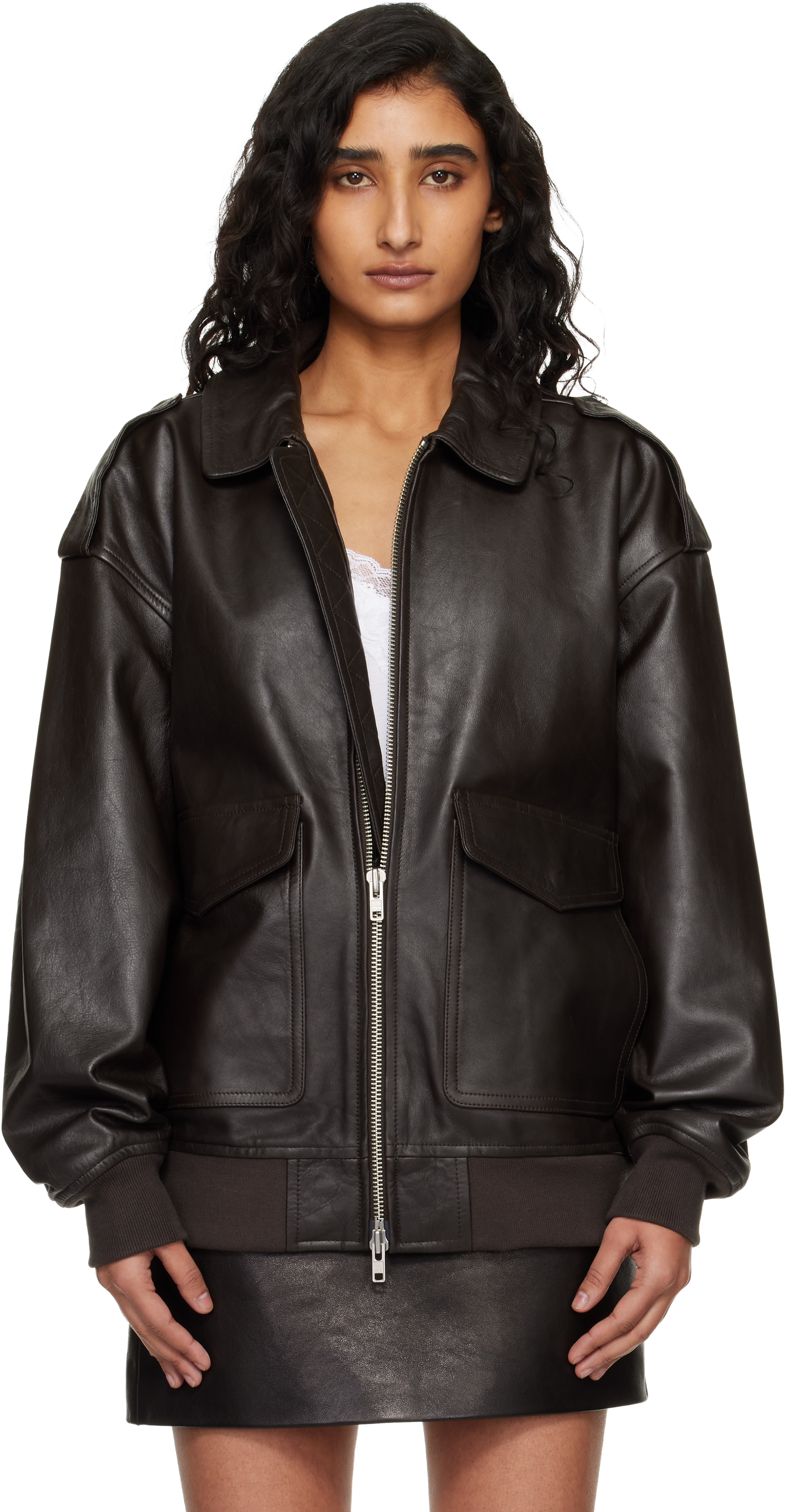 The Frankie Shop レザージャケット　サイズXS/S ブラック The Frankie Shop Viper レザージャケット | ブラック | FARFETCH JP