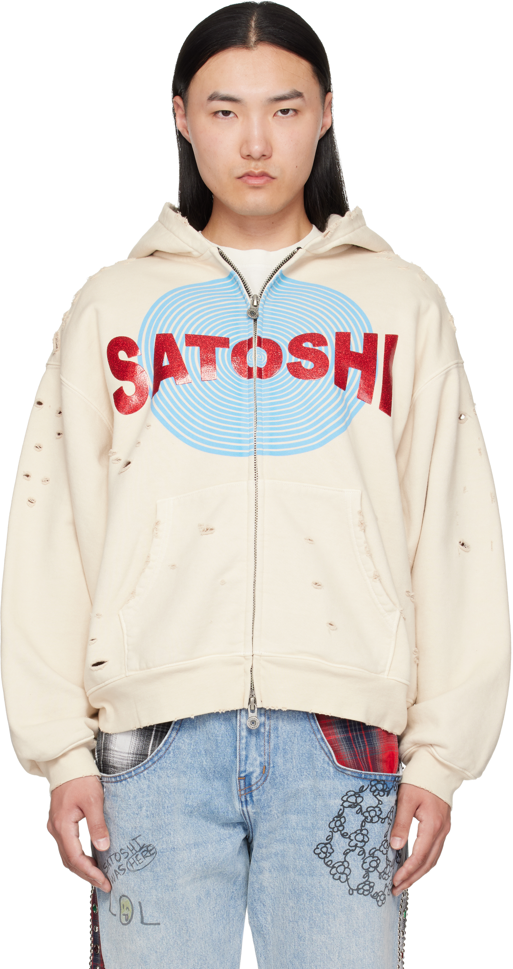 Off-White Motoslug Zip Hoodie by Satoshi Nakamoto on Sale
