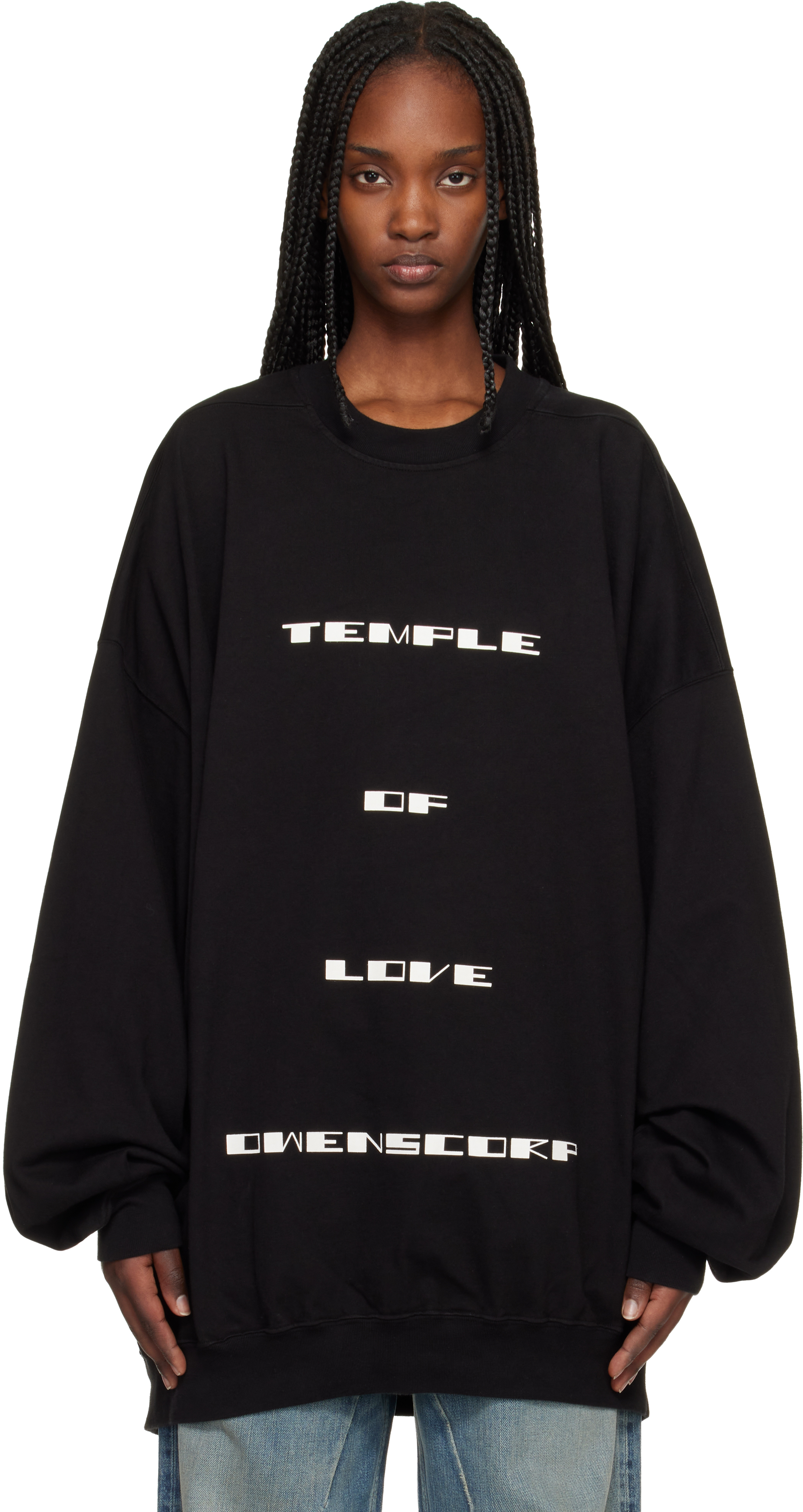 Rick Owens DRKSHDW Black Temple Hun Crewneck Sweatshirt