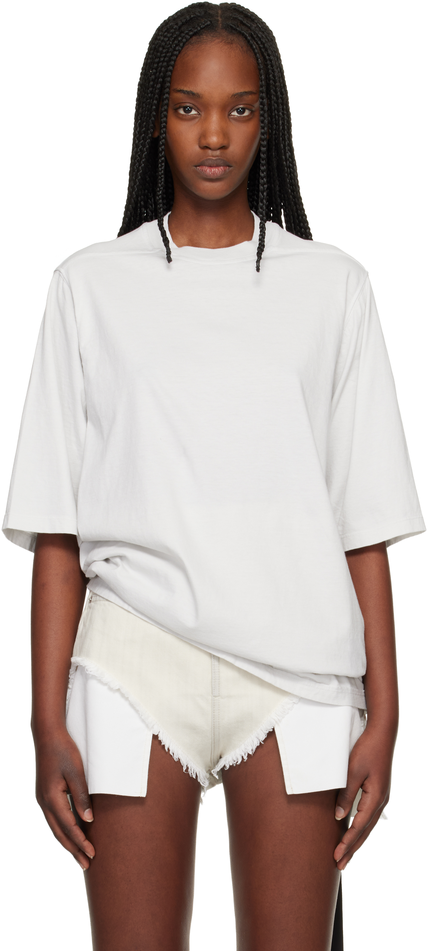 Rick Owens DRKSHDW: White Temple Jumbo SS T-shirt | SSENSE Rick Owens DRKSHDW: White Temple Jumbo SS T-shirt | SSENSE