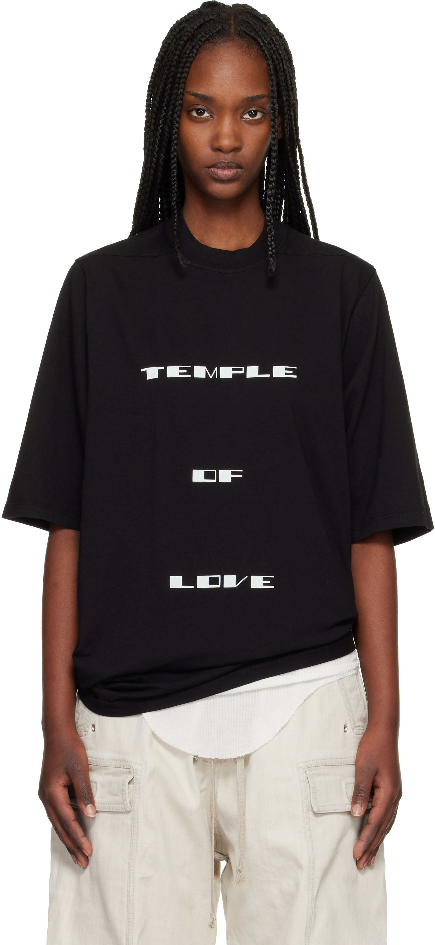 Rick Owens DRKSHDW: ブラック Temple Jumbo S/S Tシャツ | SSENSE 日本