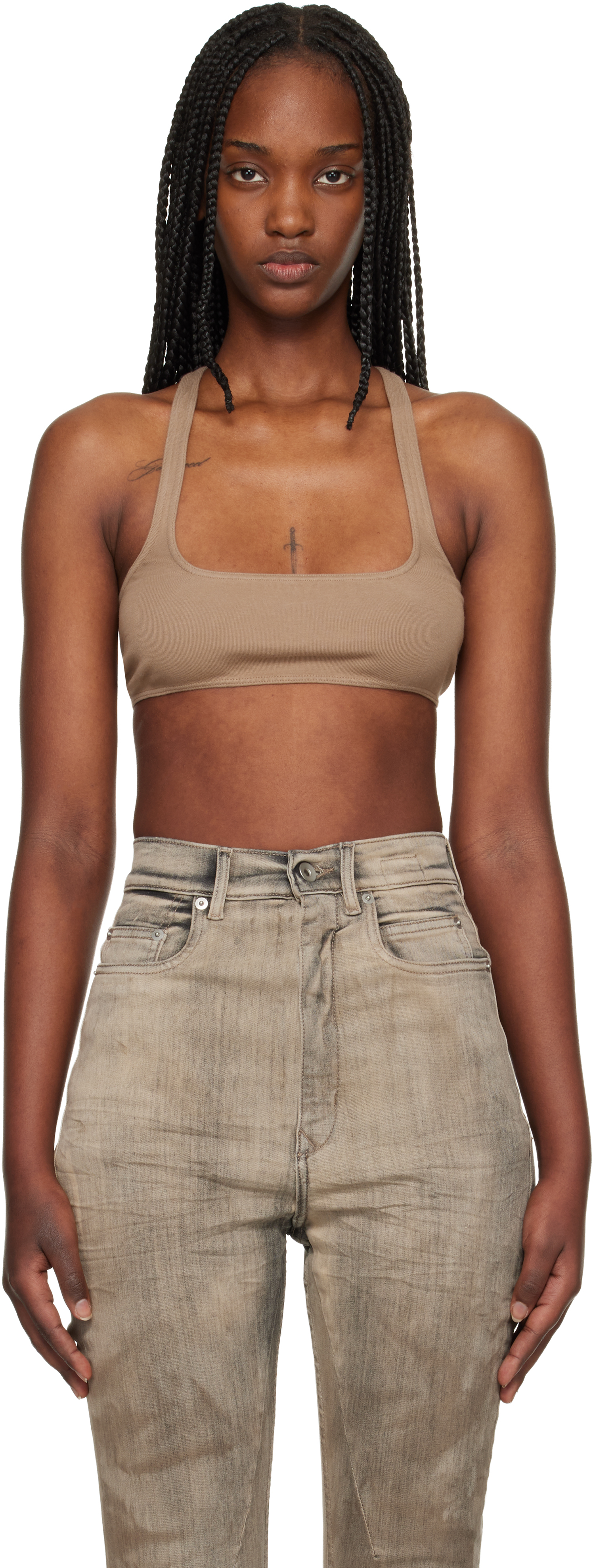 Rick Owens DRKSHDW: Tan Temple Unhorny Top | SSENSE