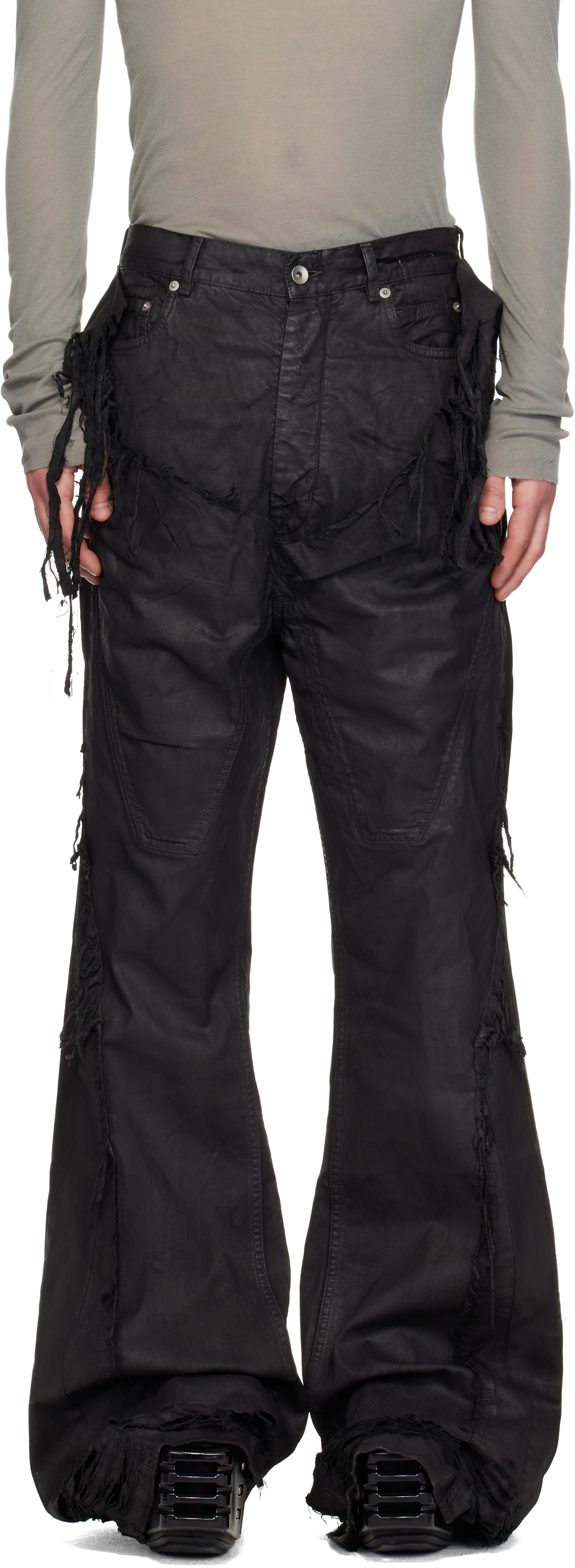 Rick Owens Drkshdw Black Temple Slivered Bootcut Jeans