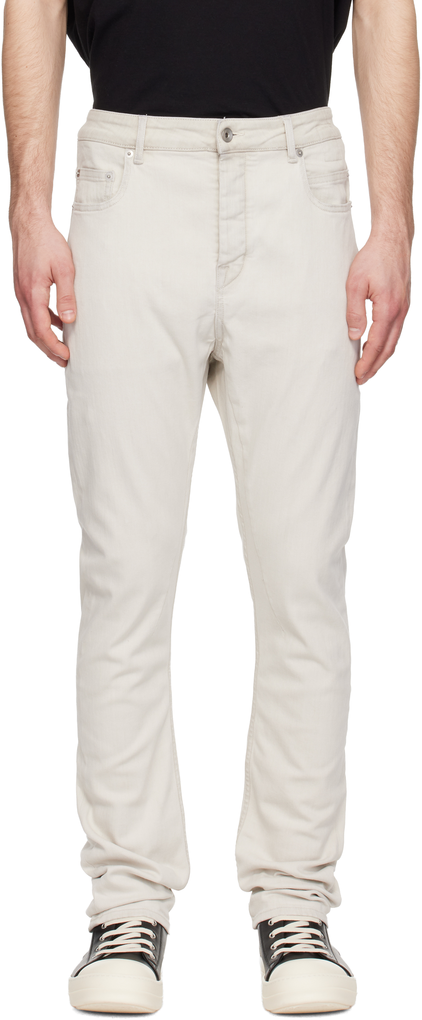 Rick Owens DRKSHDW: Off-White Temple Detroit Cut Jeans | SSENSE