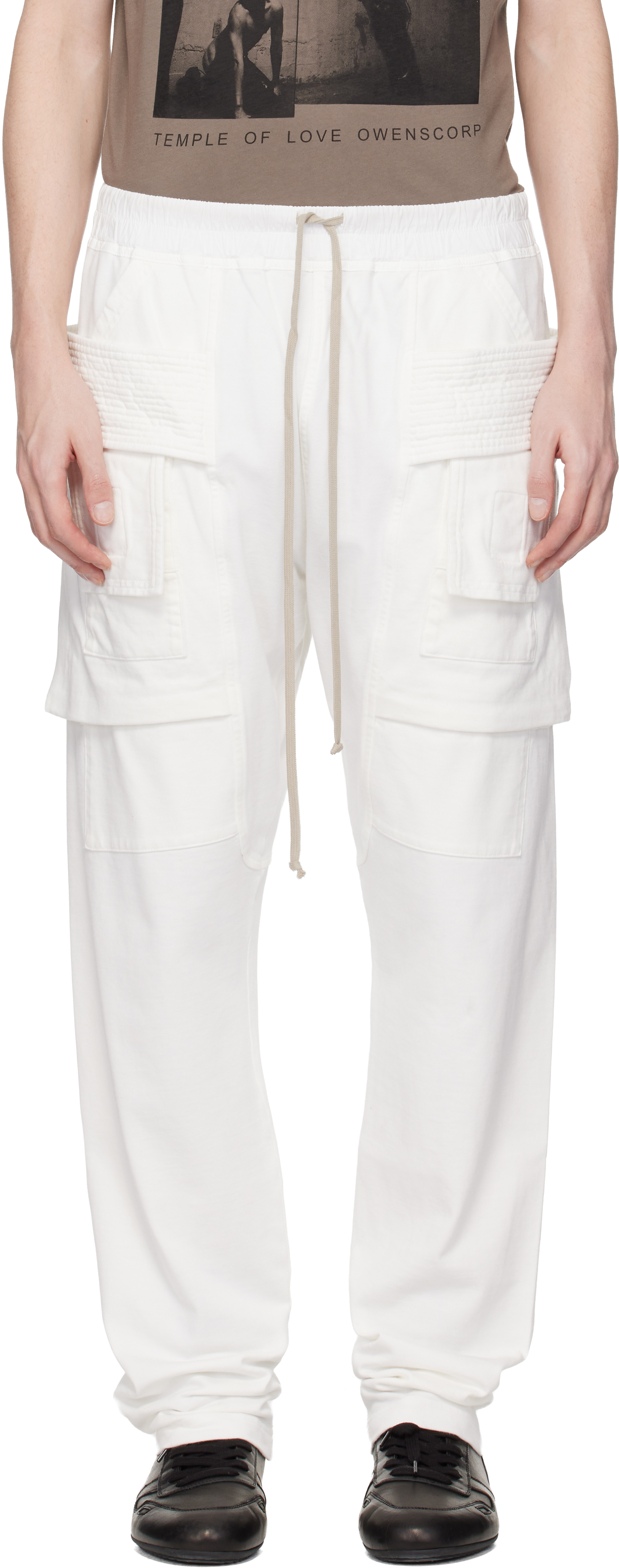 Rick Owens DRKSHDW Off-White Temple Creatch Drawstring Cargo Pants