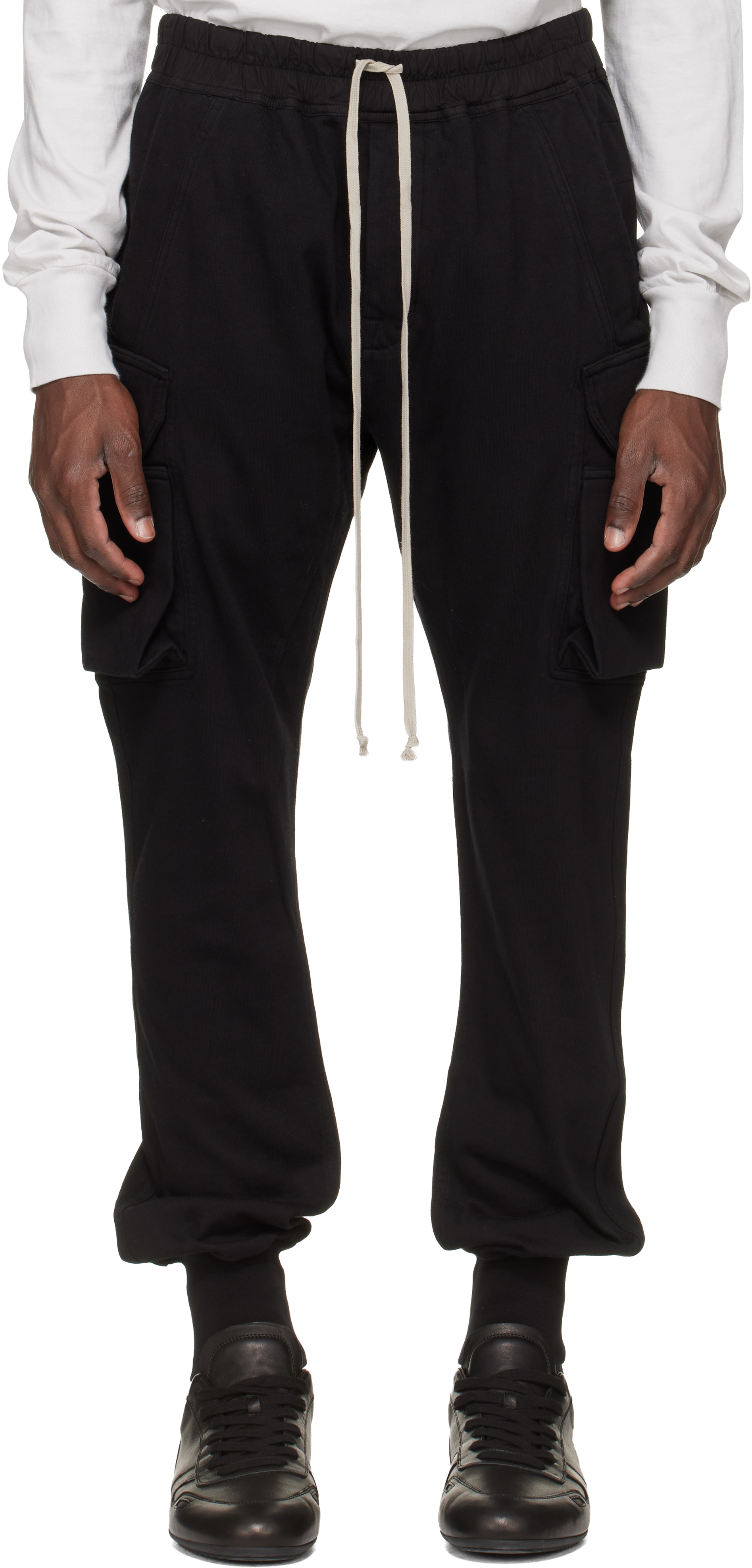 Rick Owens DRKSHDW: ブラック Temple Mastodon Cut スウェットパンツ