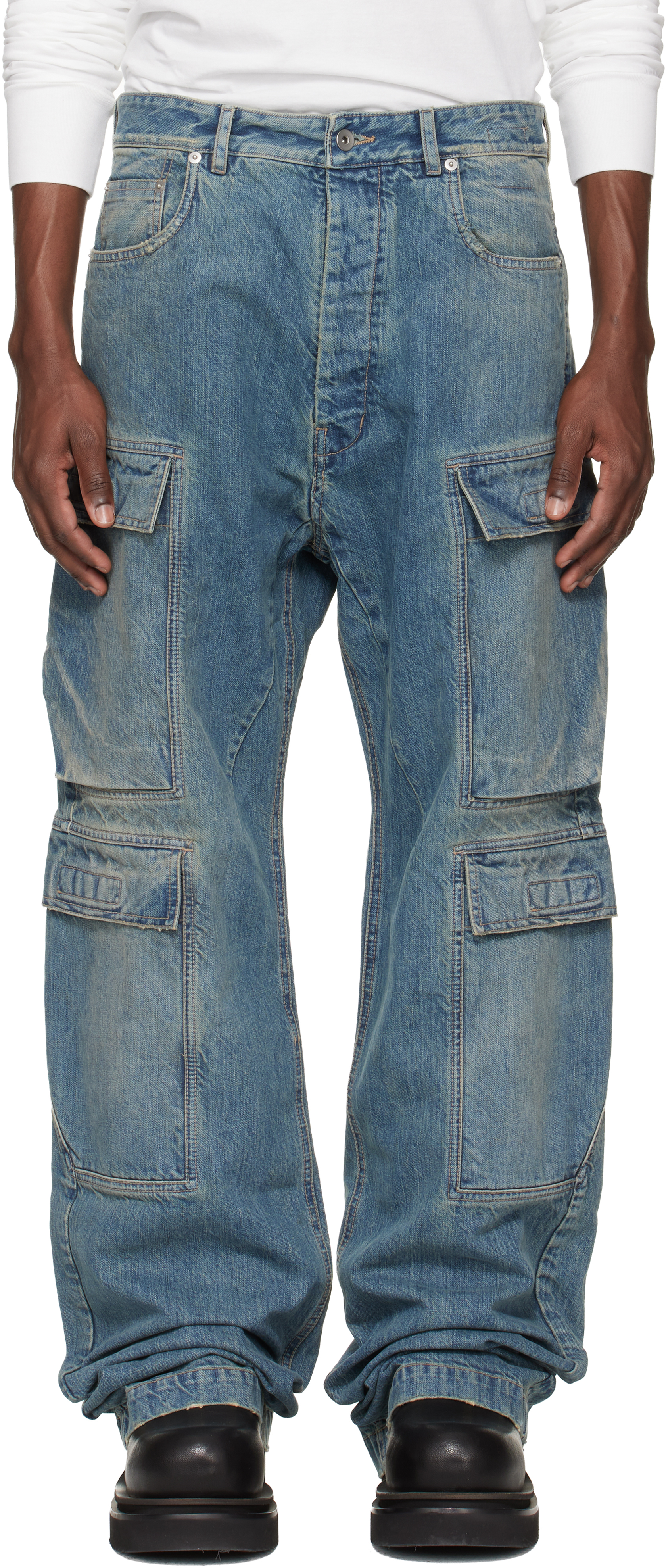 新品Rick Owens DRKSHDW CREATCH CARGO Rick Owens DRKSHDW Creatch Cropped Cargo Trousers | Black