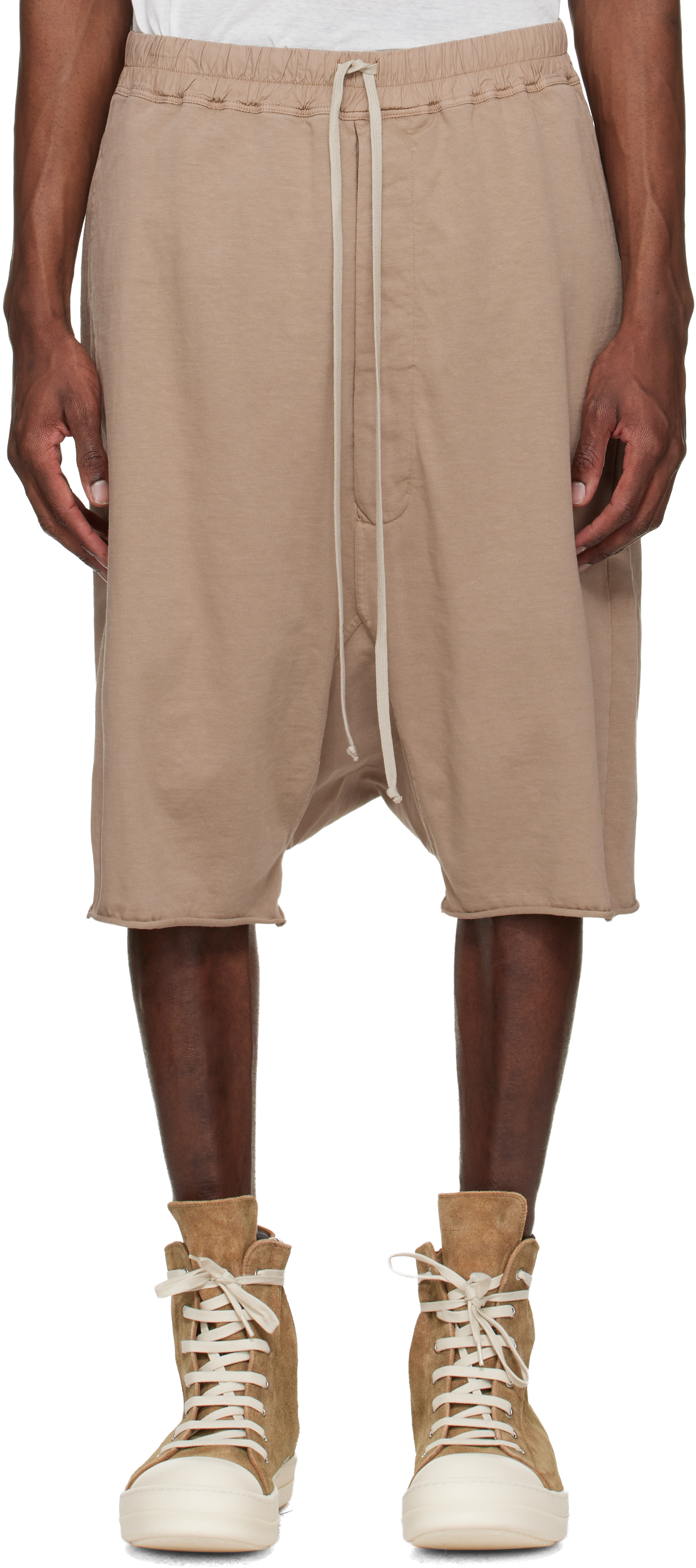 Rick Owens DRKSHDW: Beige Temple Drawstring Pods Shorts | SSENSE