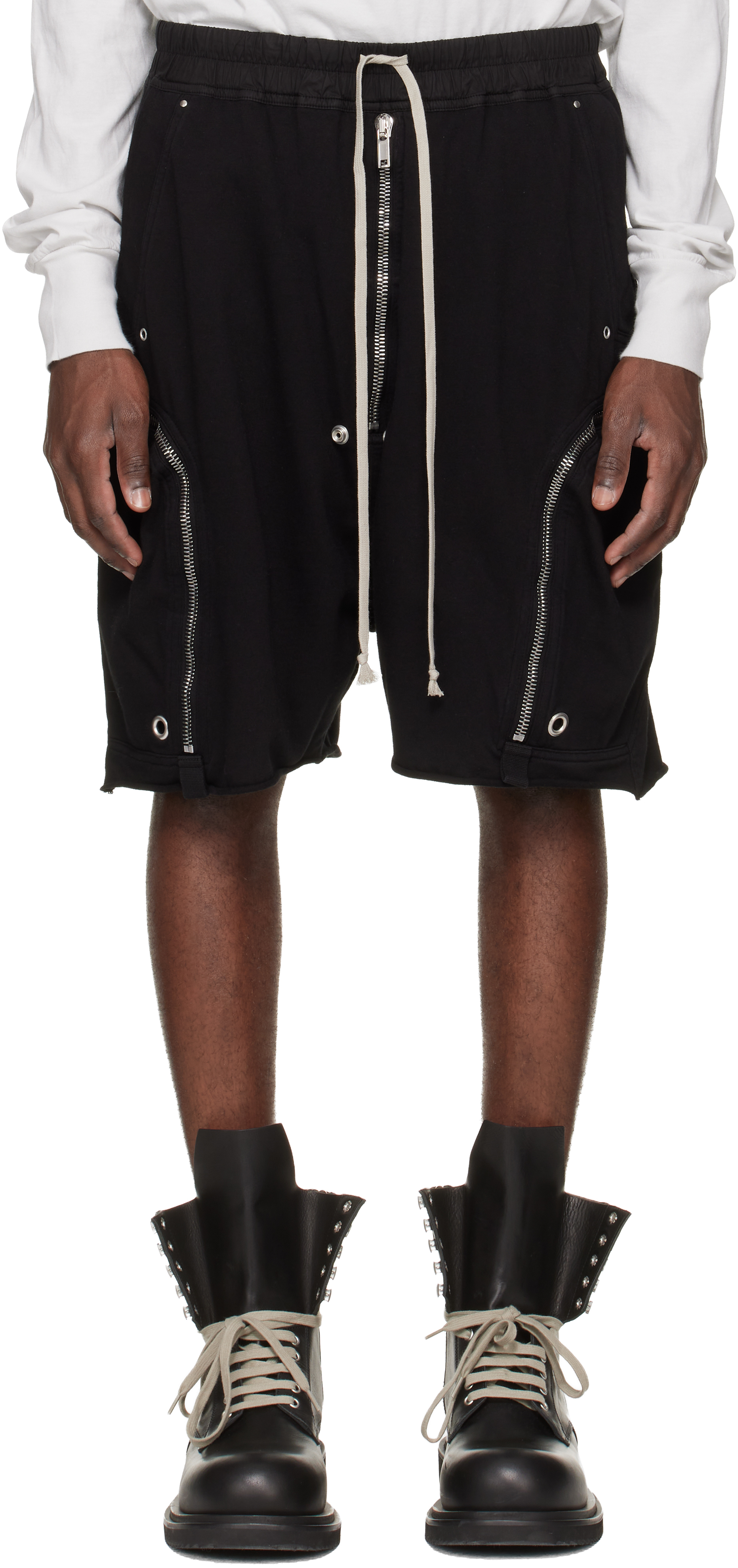 Rick Owens DRKSHDW: ブラック Temple Bauhaus Pods ショートパンツ